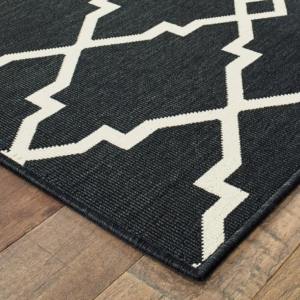 2' X 4' Black And Ivory Indoor Outdoor Area Rug Homeroots Outdoor