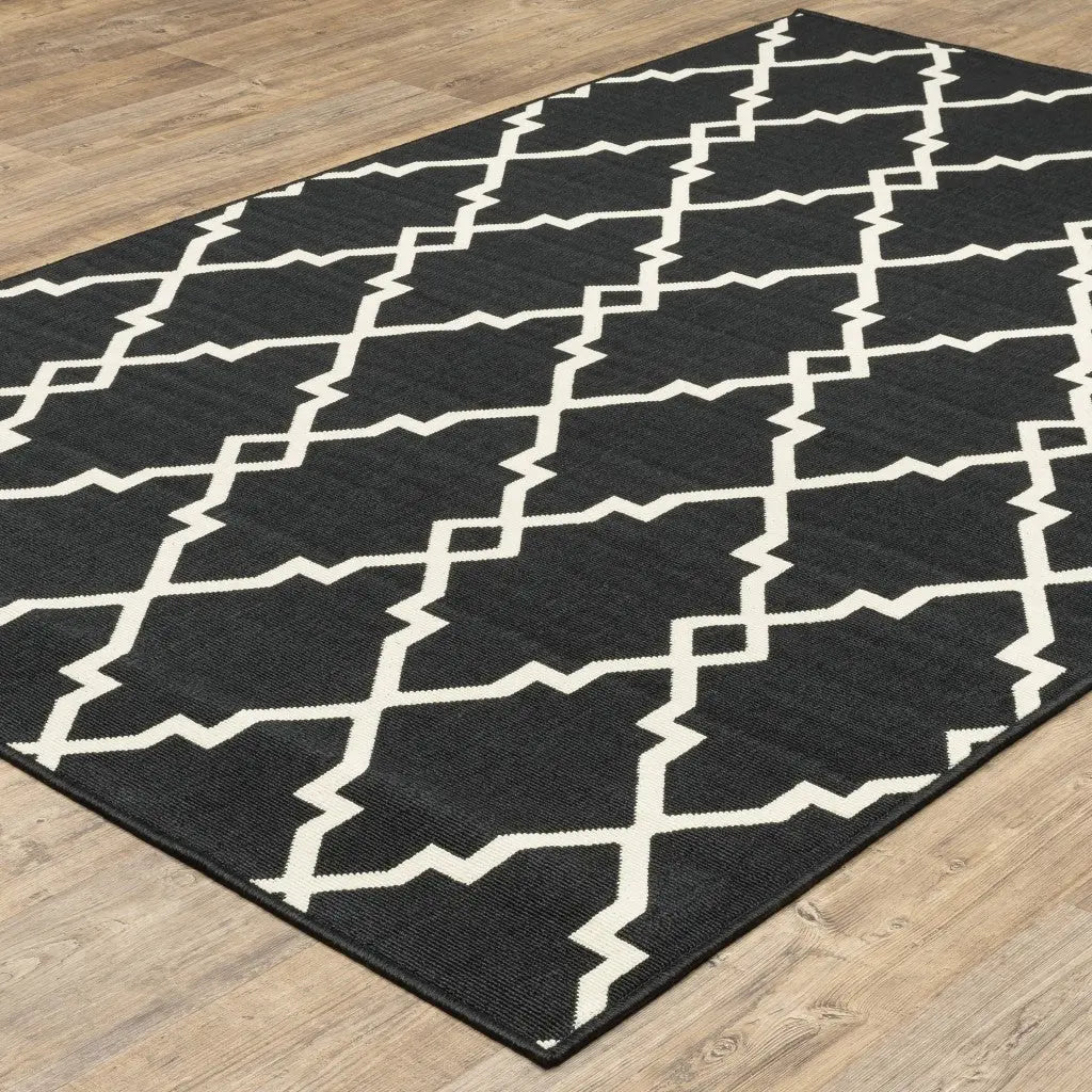 2' X 4' Black And Ivory Indoor Outdoor Area Rug Homeroots Outdoor