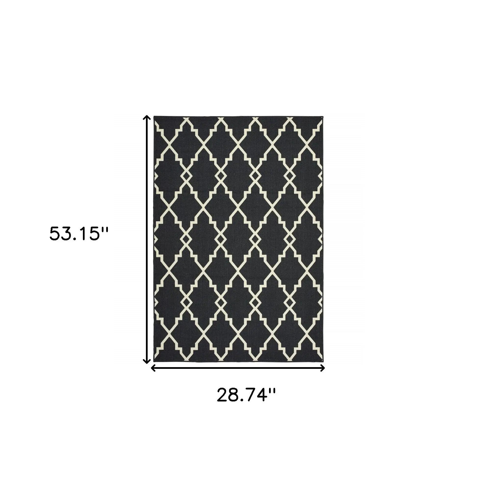 2' X 4' Black And Ivory Indoor Outdoor Area Rug Homeroots Outdoor