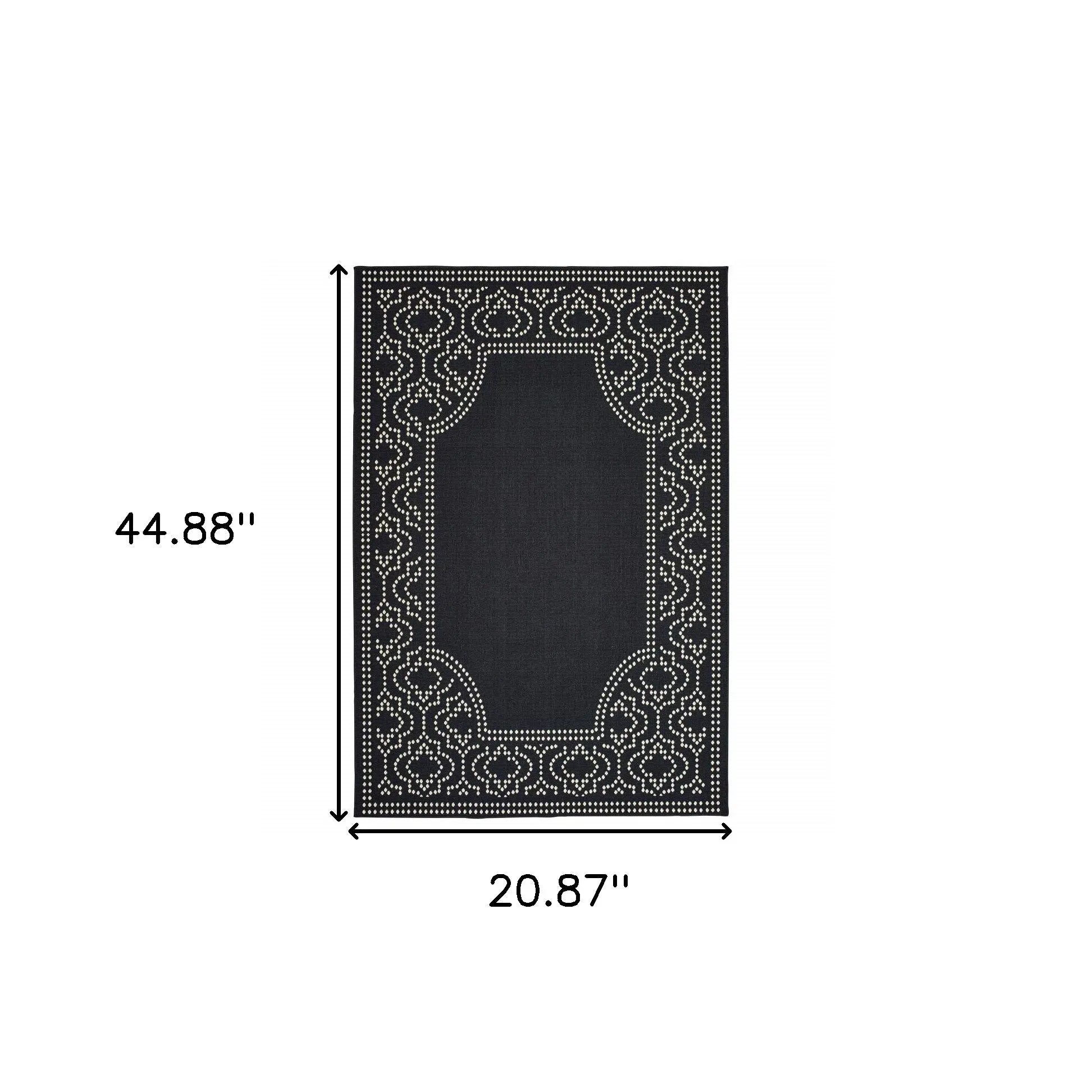 2' X 4' Black and Ivory Stain Resistant Indoor Outdoor Area Rug Homeroots Outdoor