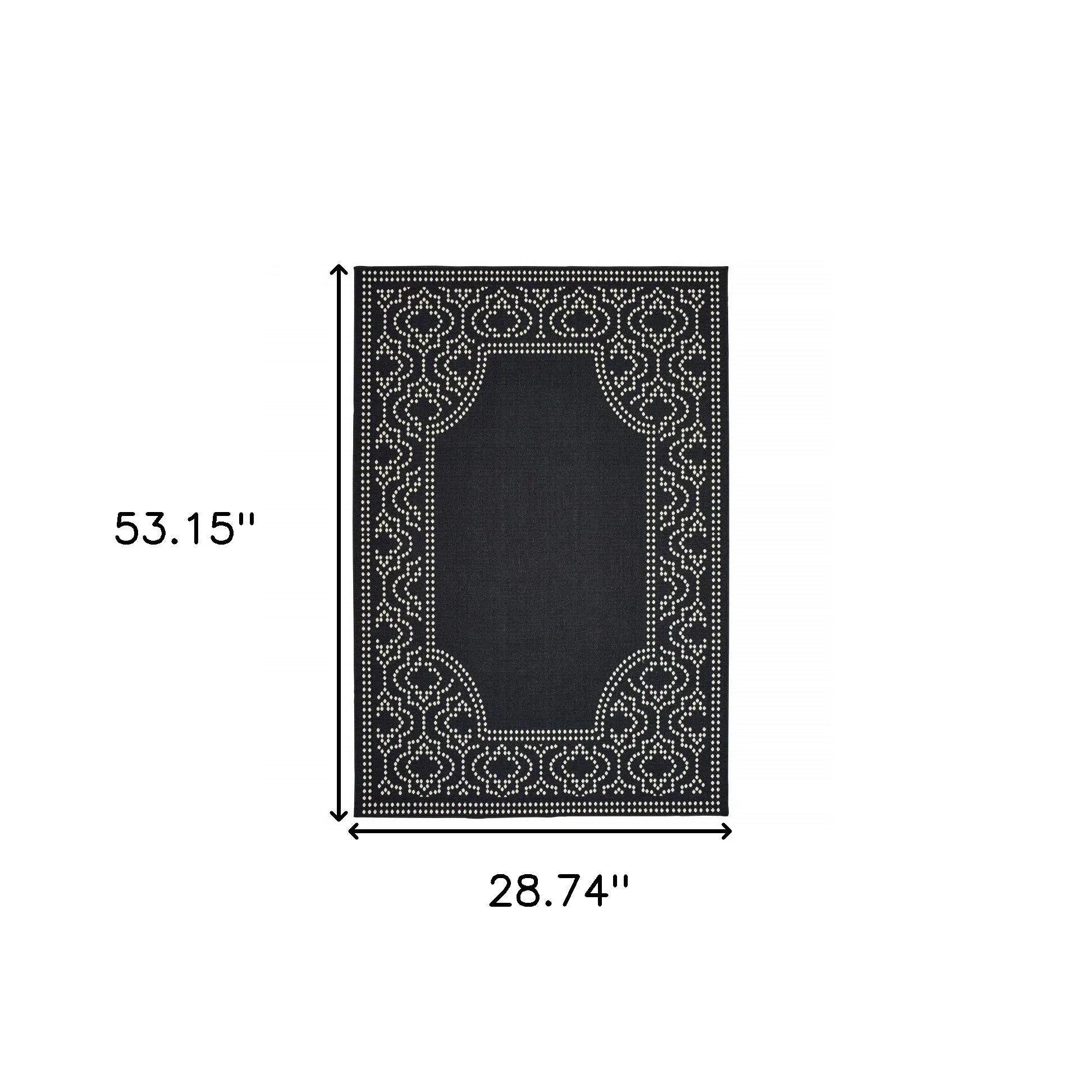 2' X 4' Black and Ivory Stain Resistant Indoor Outdoor Area Rug Homeroots Outdoor