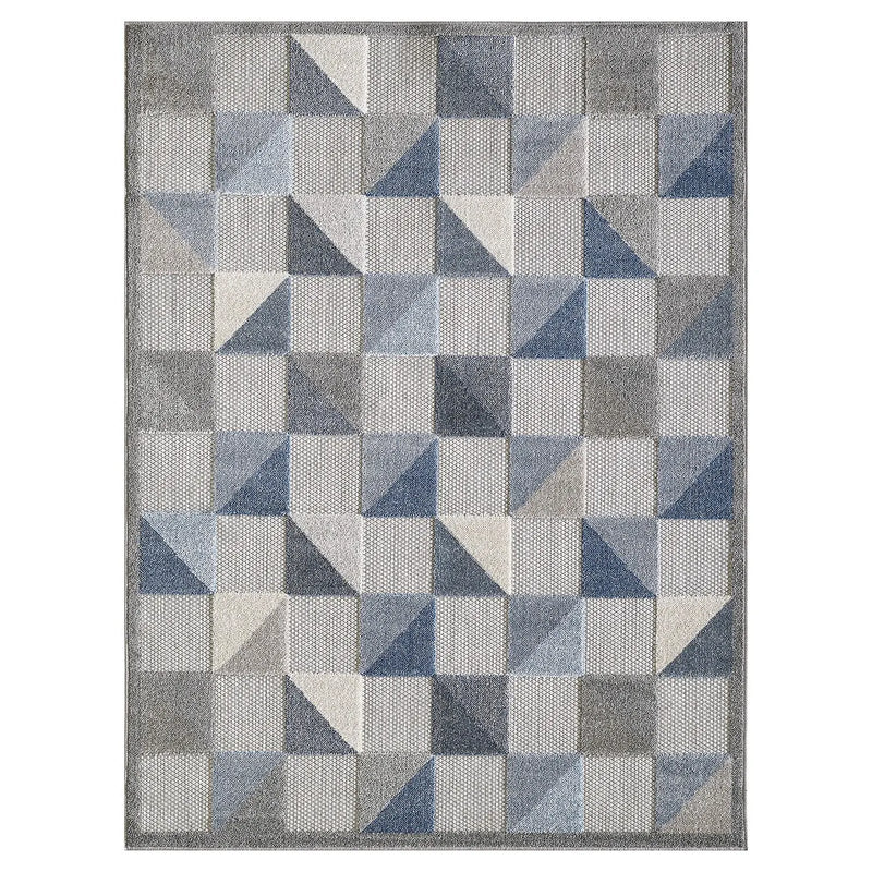 2' X 4' Blue And Gray Geometric Stain Resistant Indoor Outdoor Area Rug Homeroots Outdoor