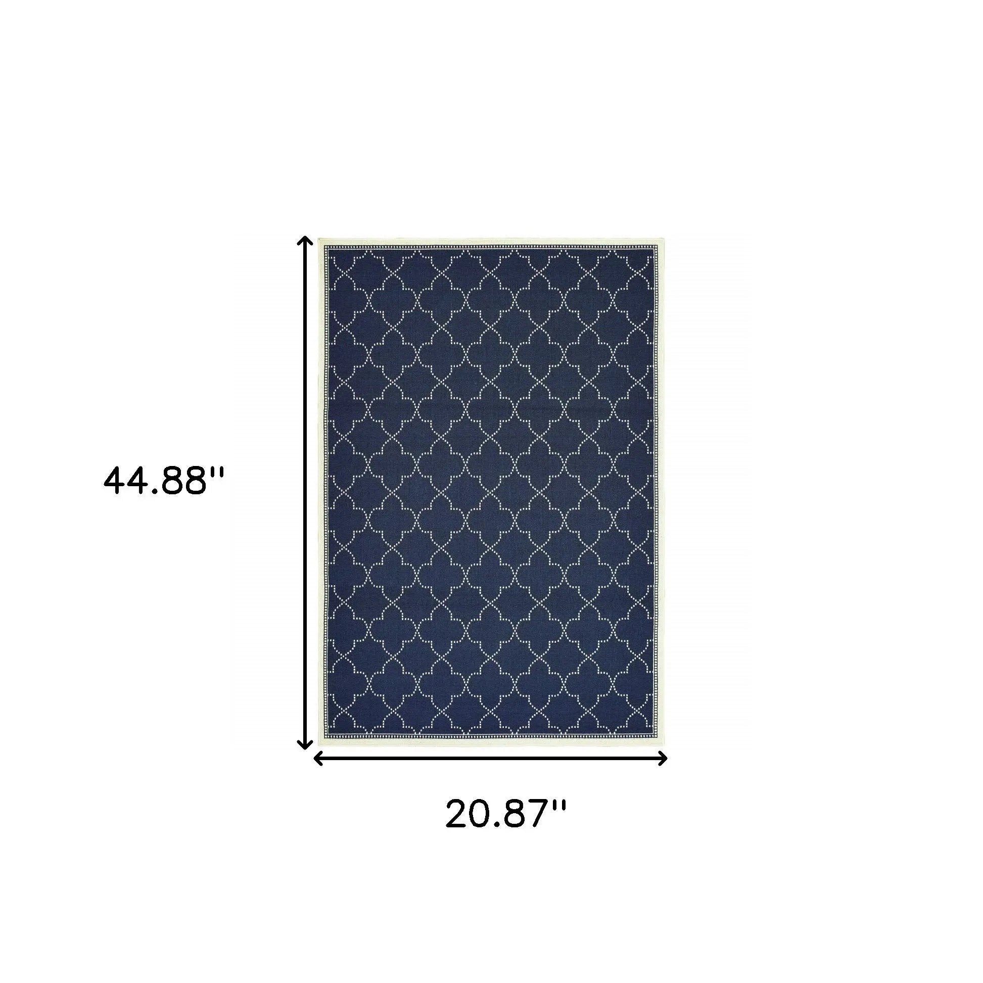 2' X 4' Blue and Ivory Geometric Stain Resistant Indoor Outdoor Area Rug Homeroots Outdoor