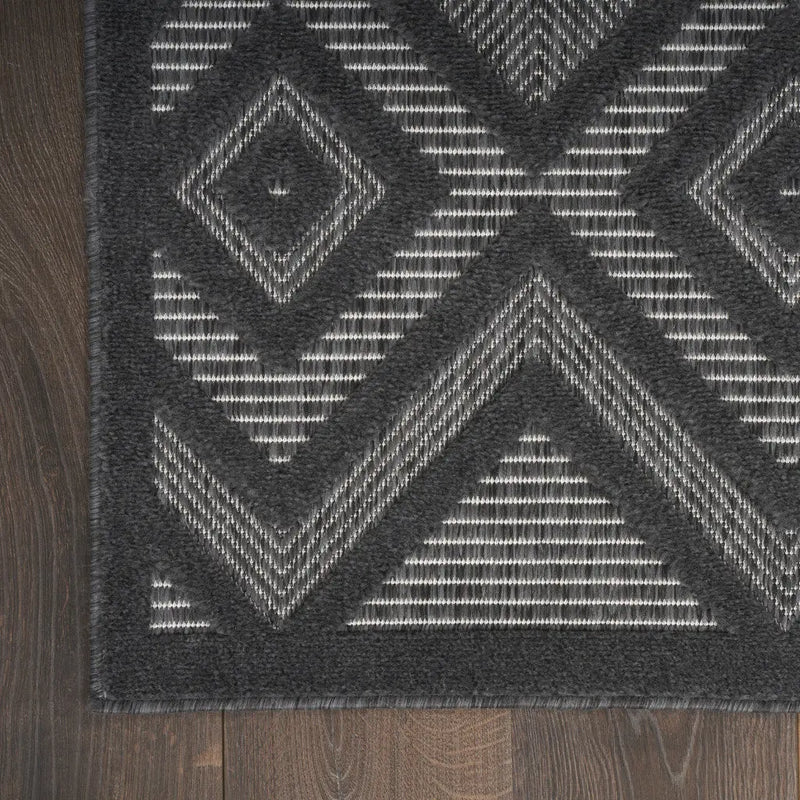 2' X 4' Charcoal And Black Geometric Indoor Outdoor Area Rug Homeroots Outdoor