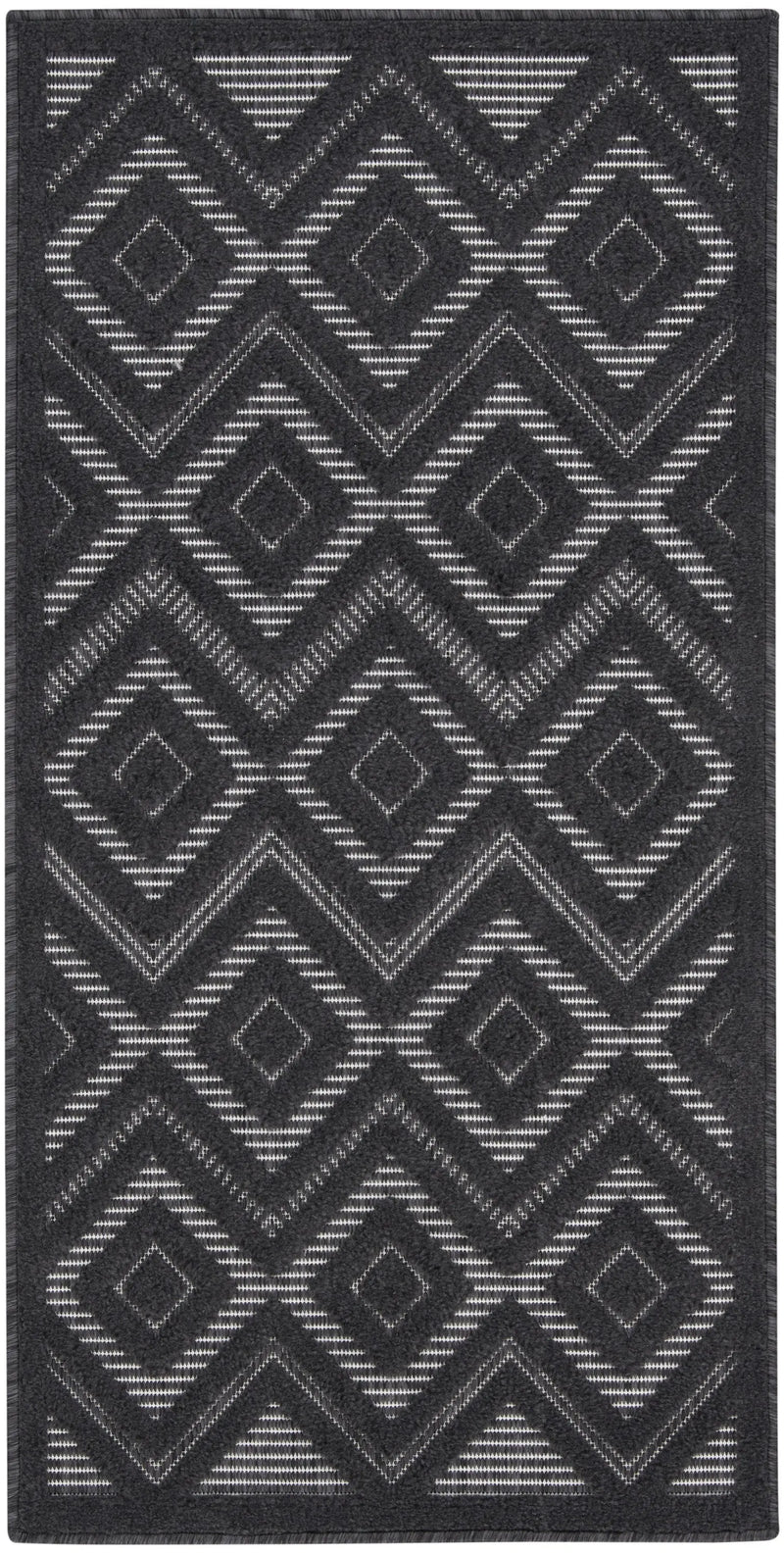 2' X 4' Charcoal And Black Geometric Indoor Outdoor Area Rug Homeroots Outdoor