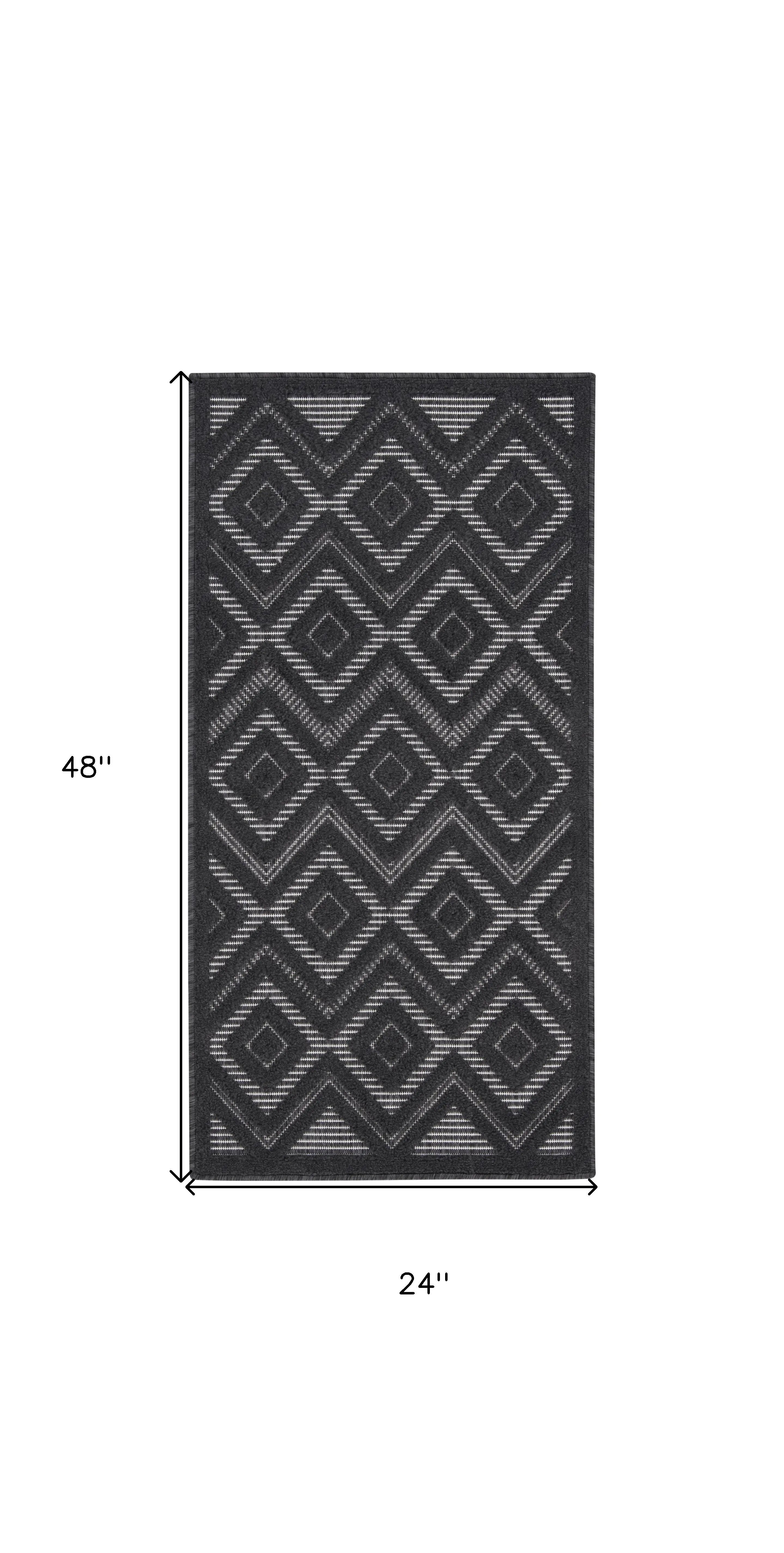 2' X 4' Charcoal And Black Geometric Indoor Outdoor Area Rug Homeroots Outdoor