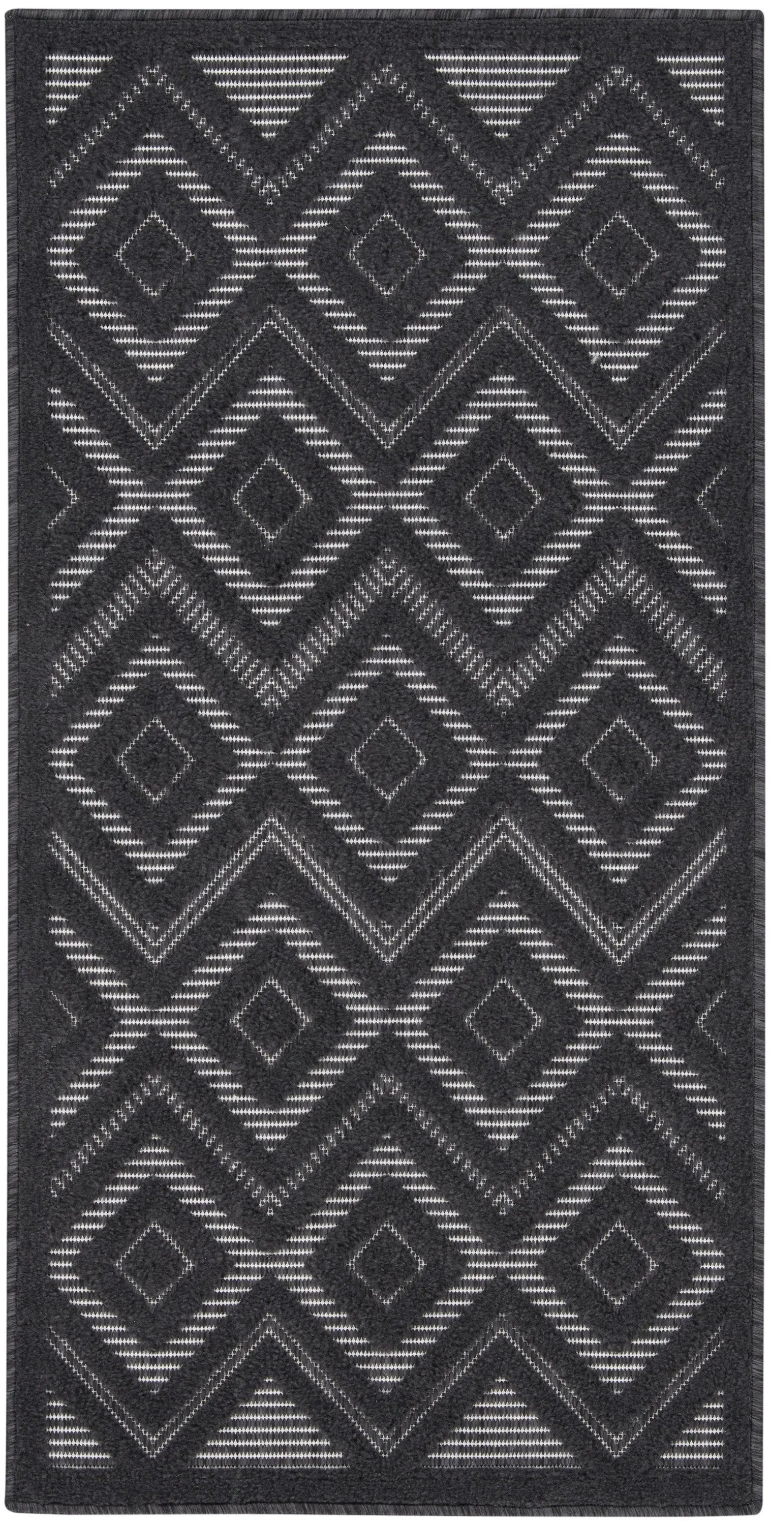 2' X 4' Charcoal And Black Geometric Indoor Outdoor Area Rug Homeroots Outdoor