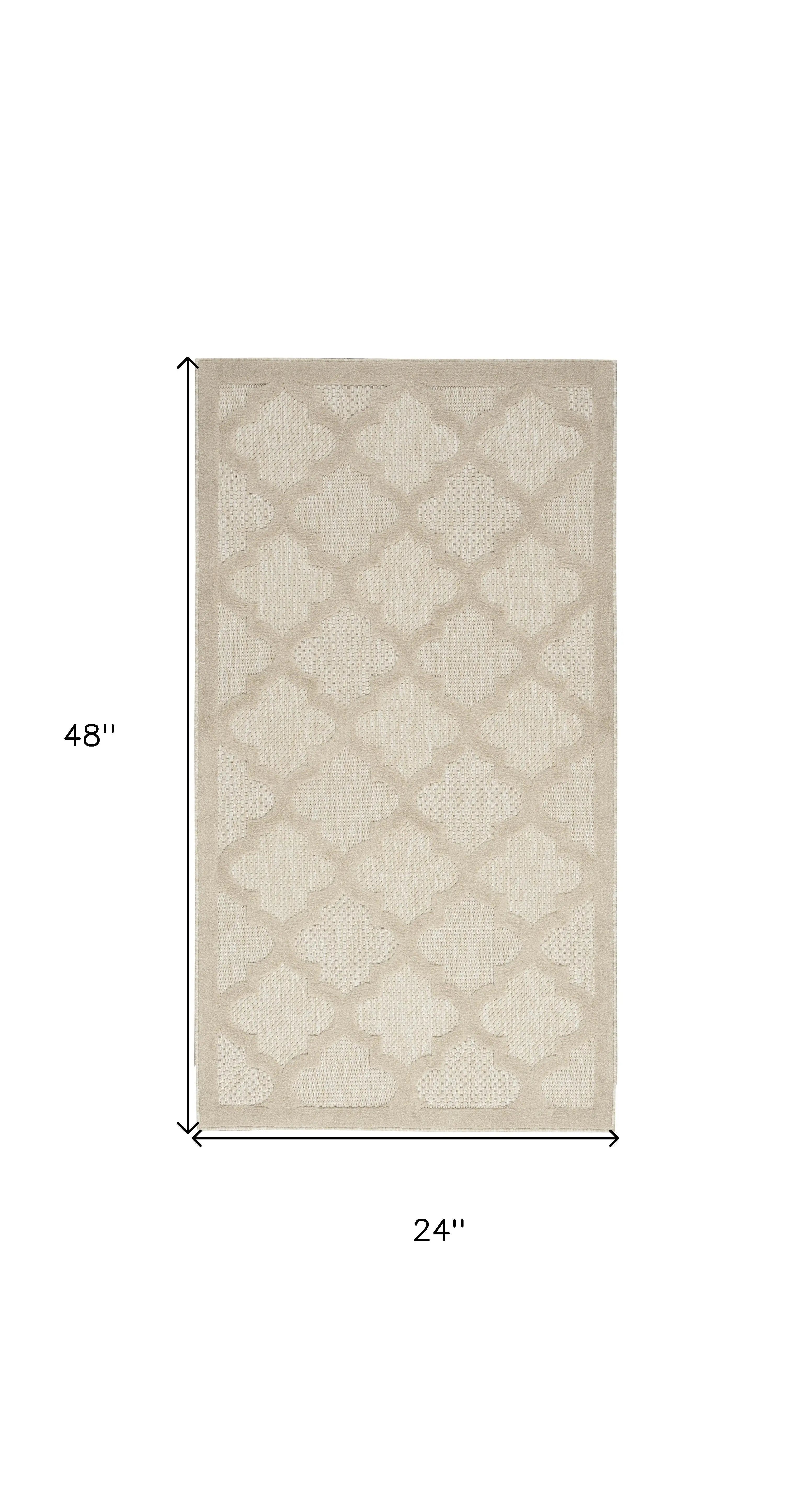 2' X 4' Cream And Beige Geometric Indoor Outdoor Area Rug Homeroots Outdoor