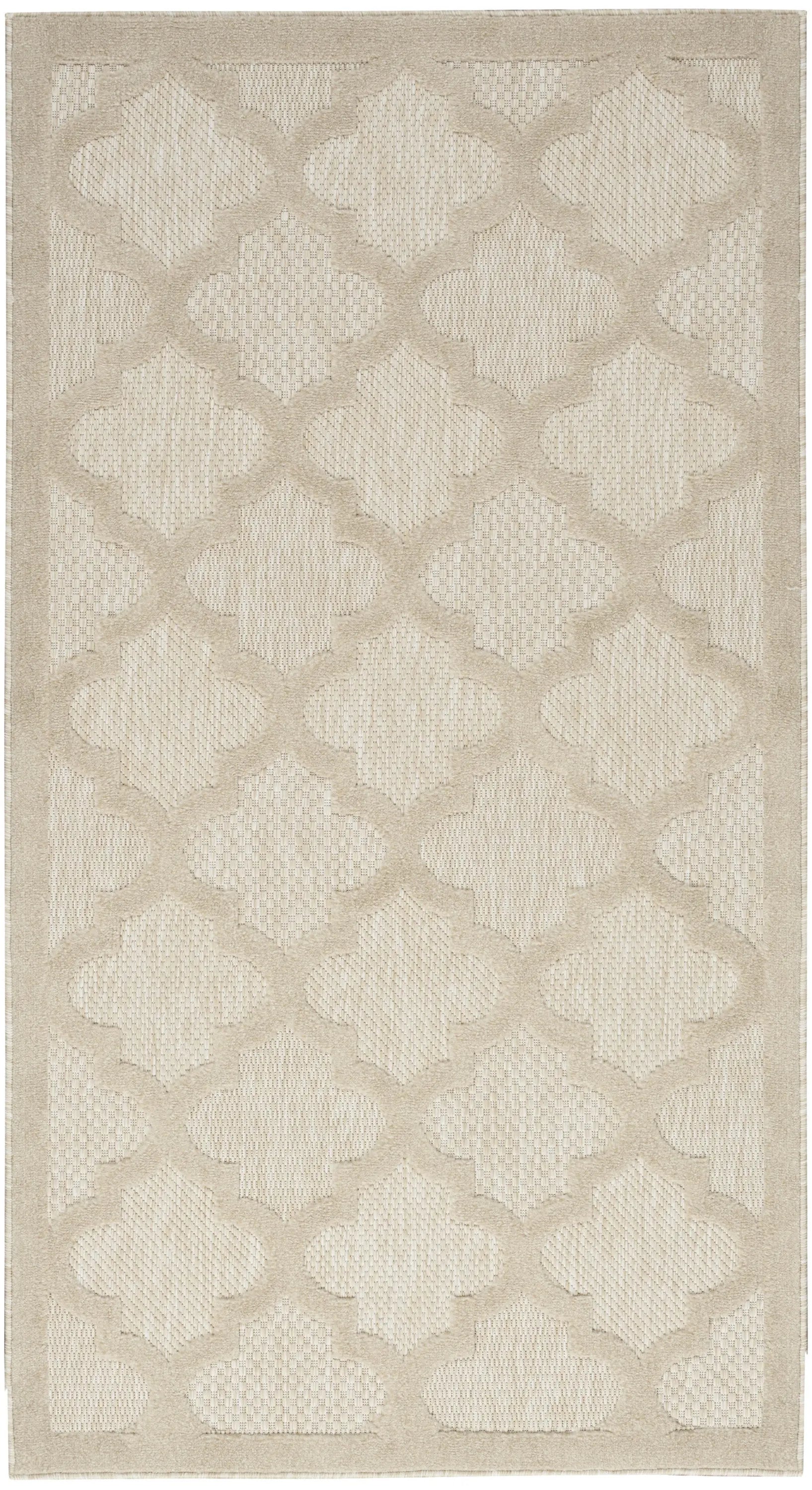 2' X 4' Cream And Beige Geometric Indoor Outdoor Area Rug Homeroots Outdoor