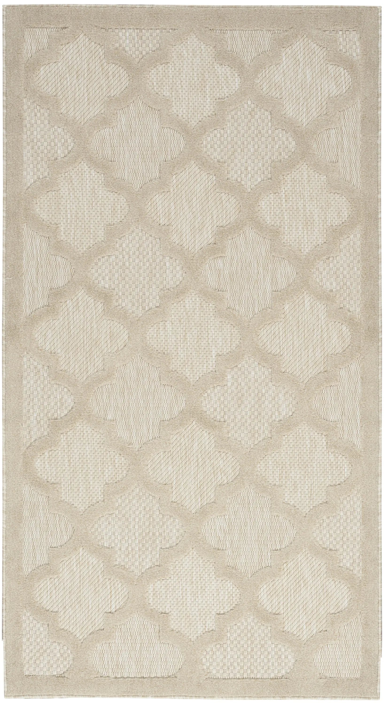 2' X 4' Cream And Beige Geometric Indoor Outdoor Area Rug Homeroots Outdoor