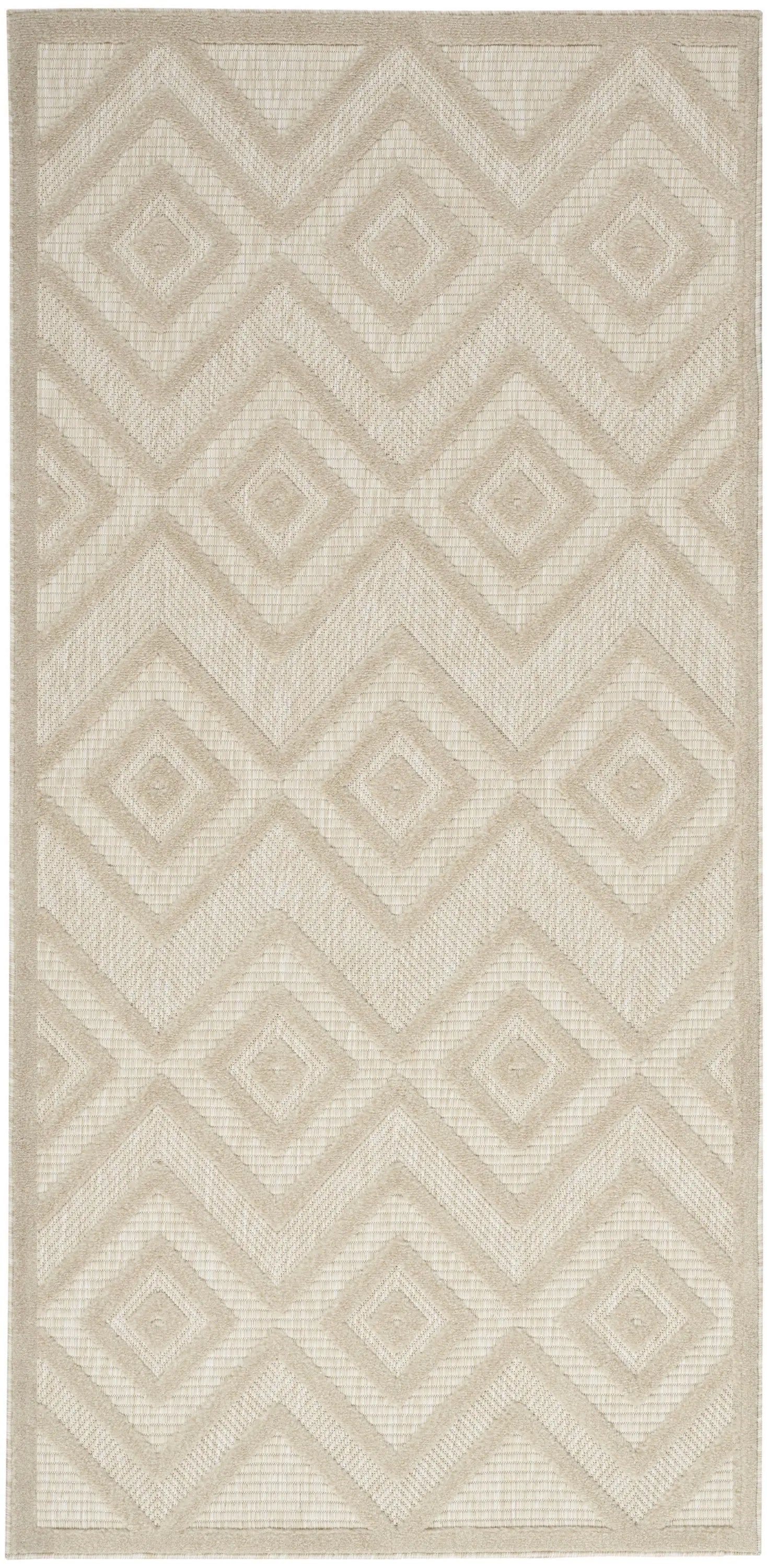2' X 4' Cream And Beige Geometric Indoor Outdoor Area Rug Homeroots Outdoor