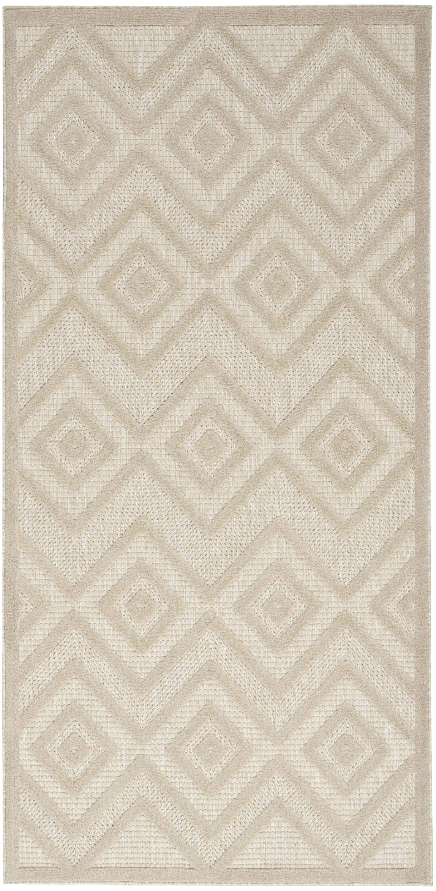 2' X 4' Cream And Beige Geometric Indoor Outdoor Area Rug Homeroots Outdoor