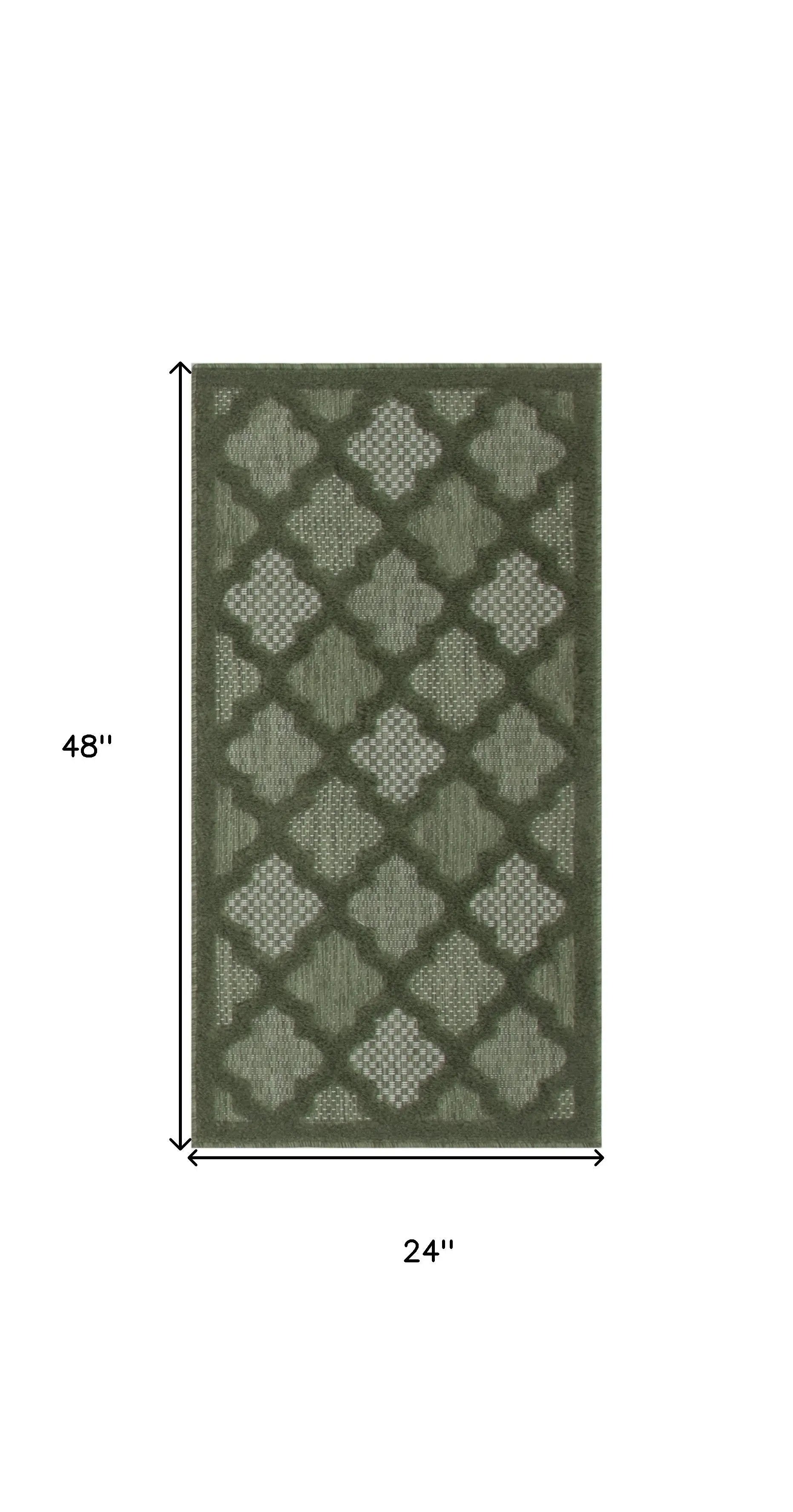 2' X 4' Dark Green And Light Green Geometric Indoor Outdoor Area Rug Homeroots Outdoor