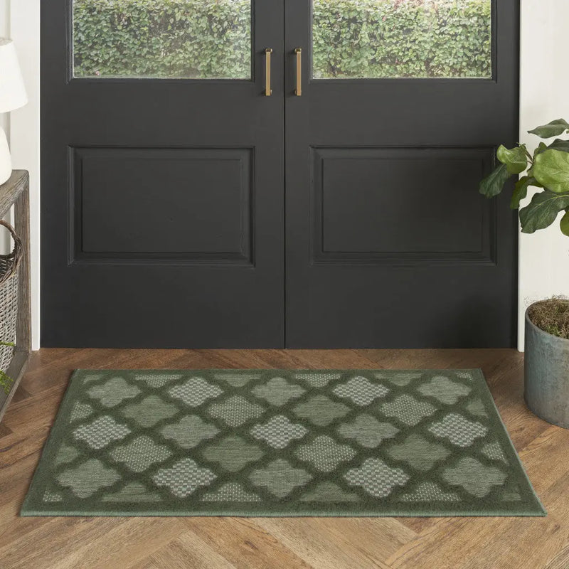 2' X 4' Dark Green And Light Green Geometric Indoor Outdoor Area Rug Homeroots Outdoor