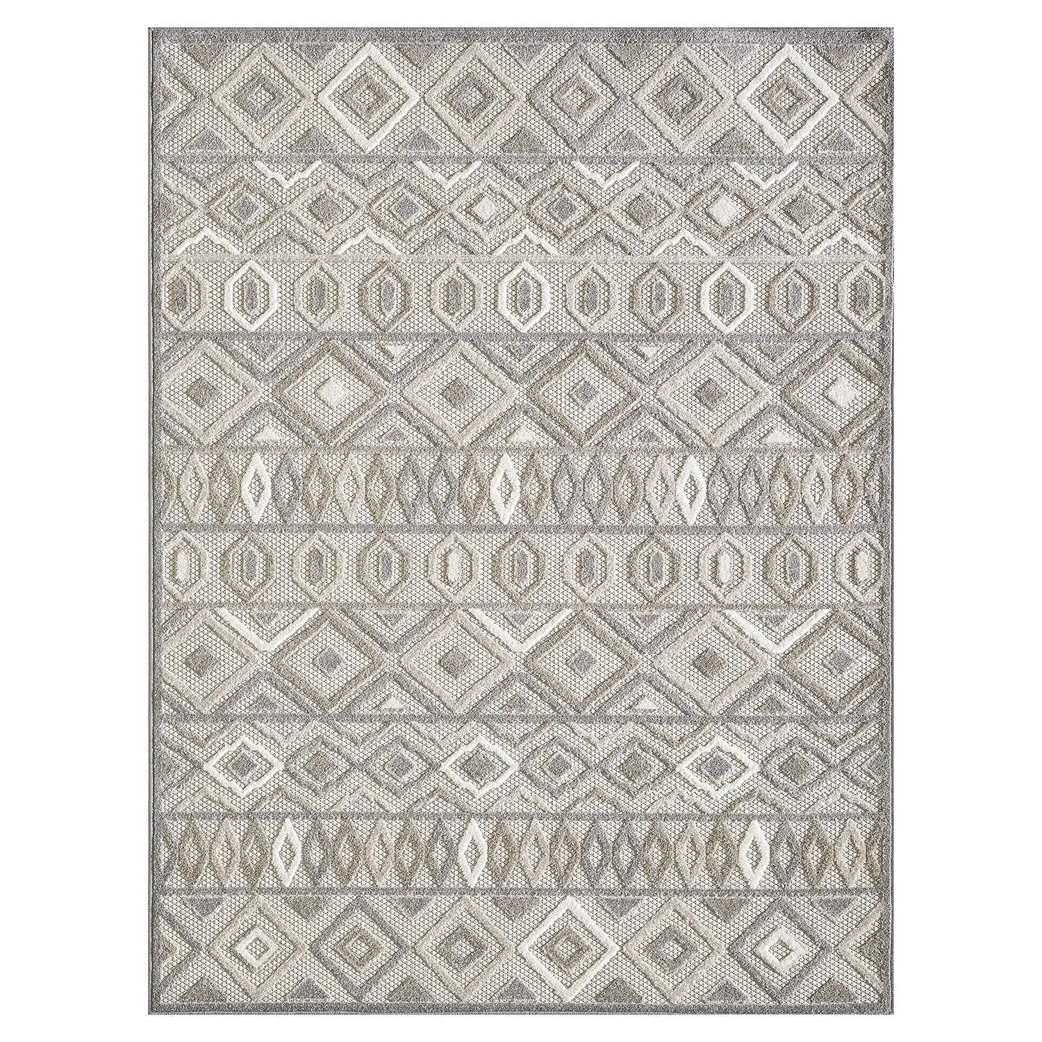 2' X 4' Gray And Ivory Southwestern Stain Resistant Indoor Outdoor Area Rug Homeroots Outdoor