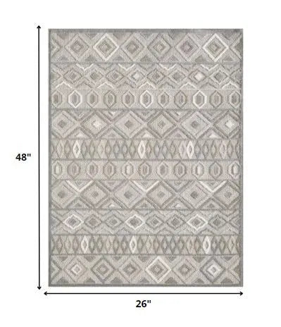 2' X 4' Gray And Ivory Southwestern Stain Resistant Indoor Outdoor Area Rug Homeroots Outdoor