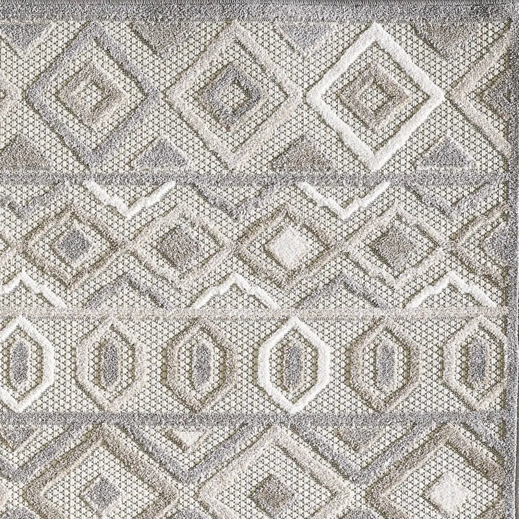 2' X 4' Gray And Ivory Southwestern Stain Resistant Indoor Outdoor Area Rug Homeroots Outdoor
