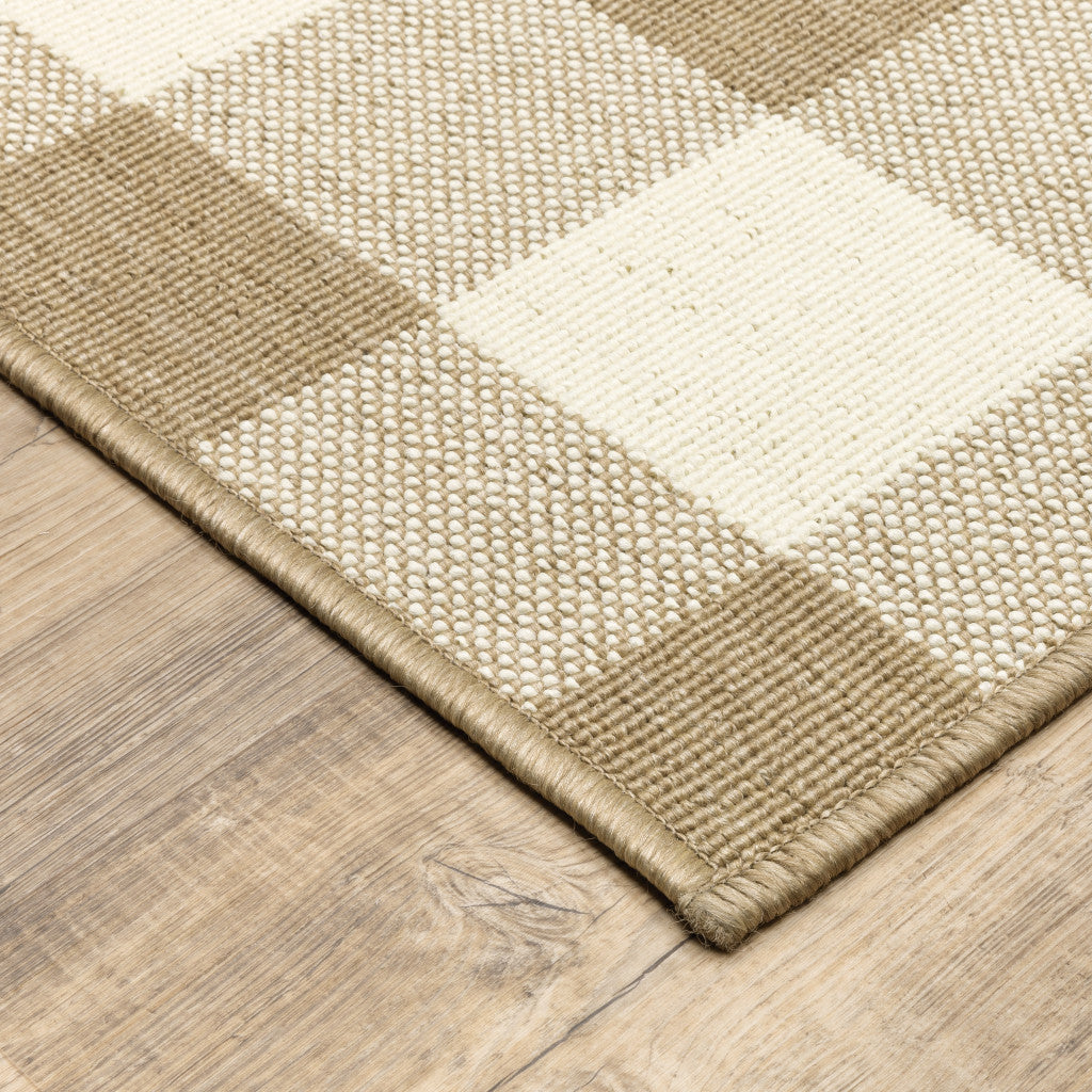 2' X 4' Gray and Ivory Geometric Stain Resistant Indoor Outdoor Area Rug Homeroots Outdoor