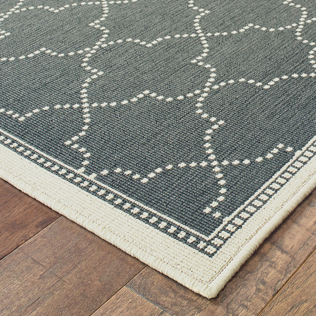 2' X 4' Gray and Ivory Geometric Stain Resistant Indoor Outdoor Area Rug Homeroots Outdoor