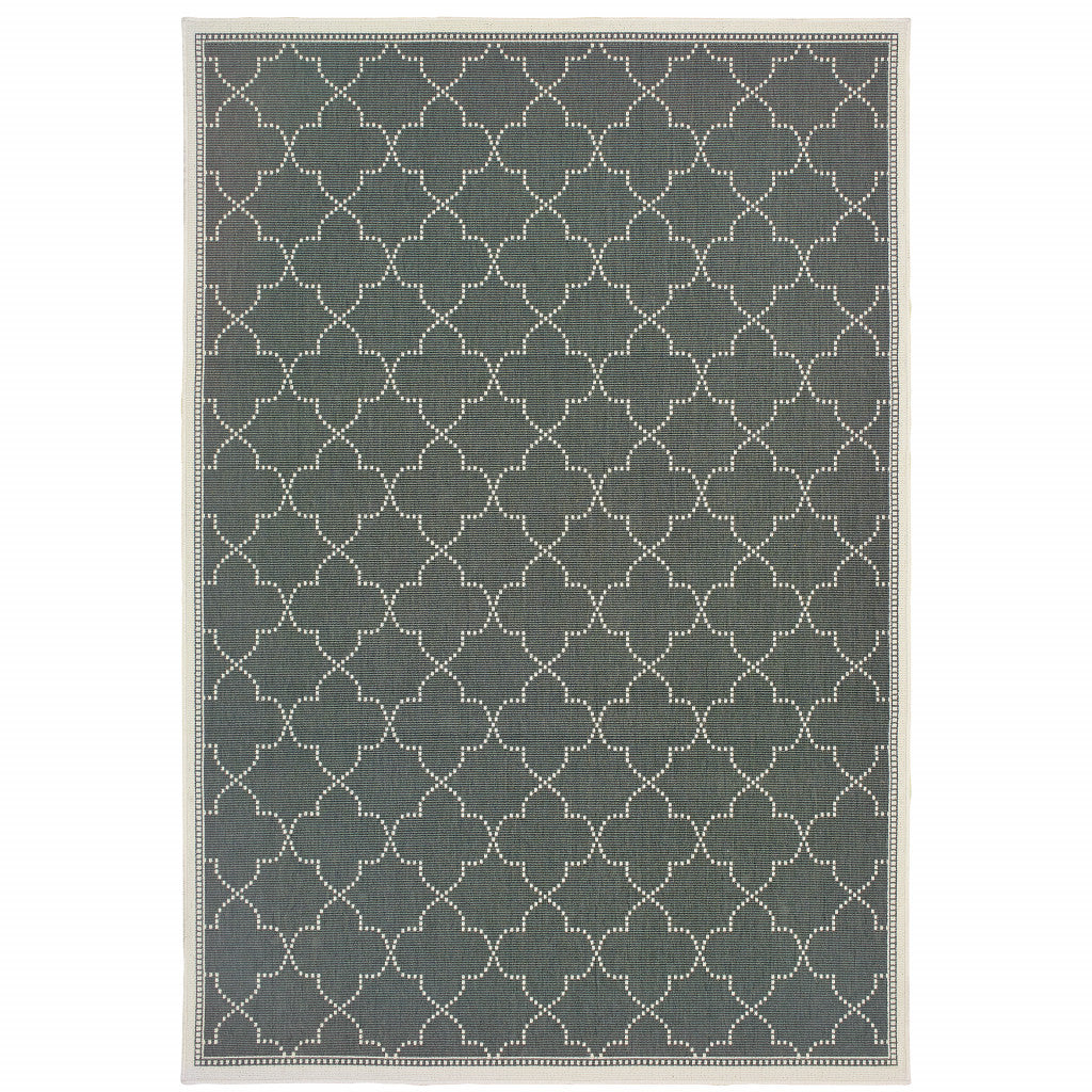 2' X 4' Gray and Ivory Geometric Stain Resistant Indoor Outdoor Area Rug Homeroots Outdoor