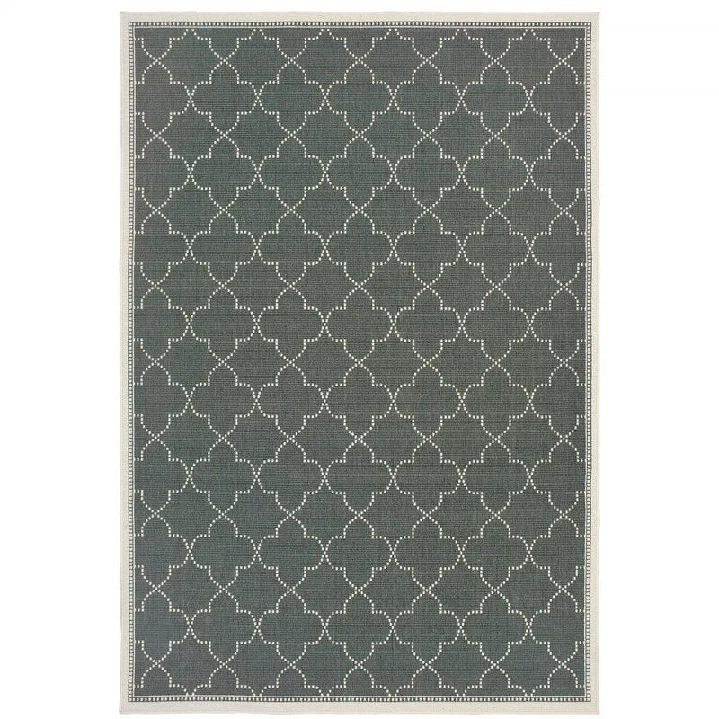 2' X 4' Gray and Ivory Geometric Stain Resistant Indoor Outdoor Area Rug Homeroots Outdoor