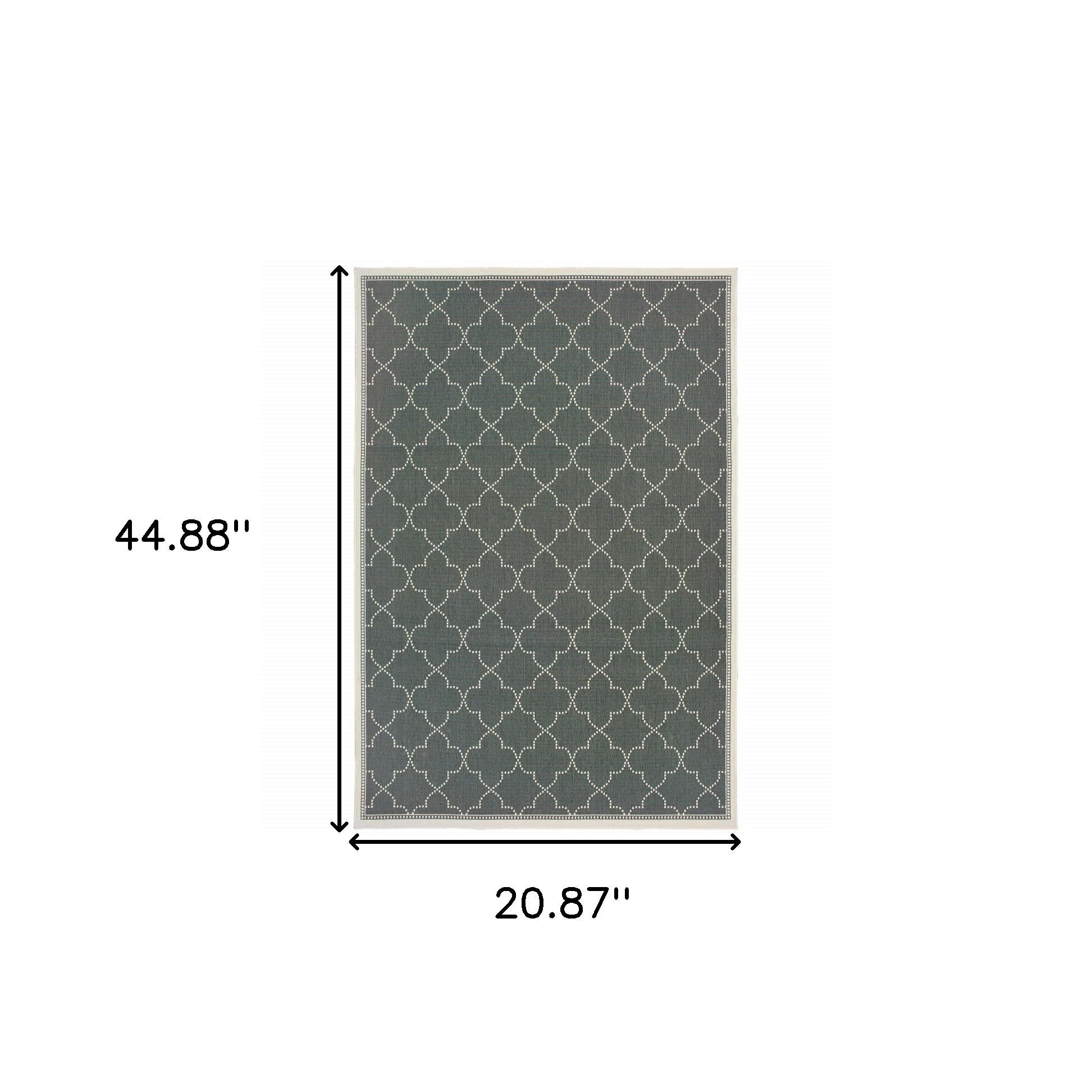 2' X 4' Gray and Ivory Geometric Stain Resistant Indoor Outdoor Area Rug Homeroots Outdoor