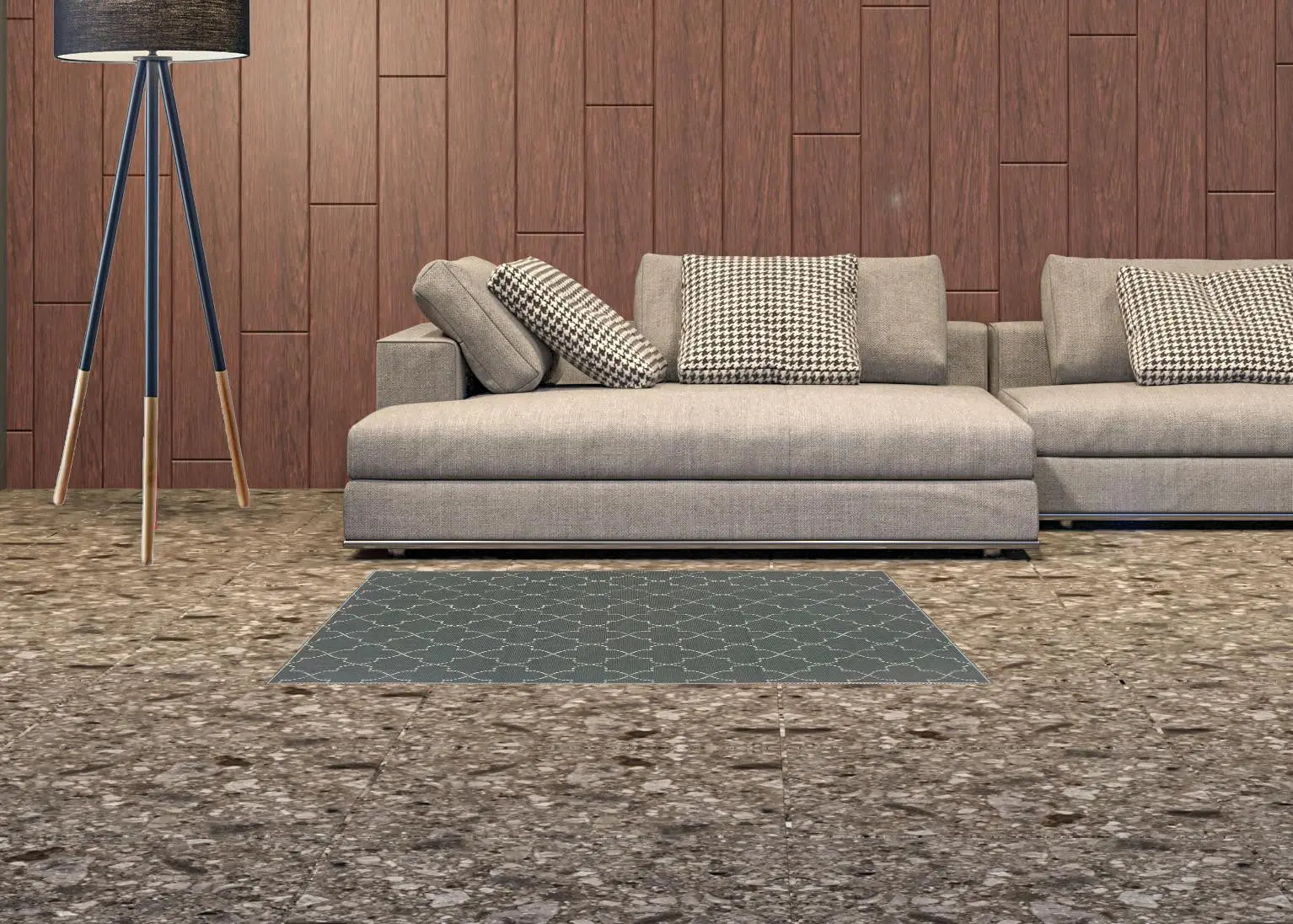 2' X 4' Gray and Ivory Geometric Stain Resistant Indoor Outdoor Area Rug Homeroots Outdoor