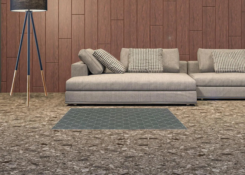 2' X 4' Gray and Ivory Geometric Stain Resistant Indoor Outdoor Area Rug Homeroots Outdoor