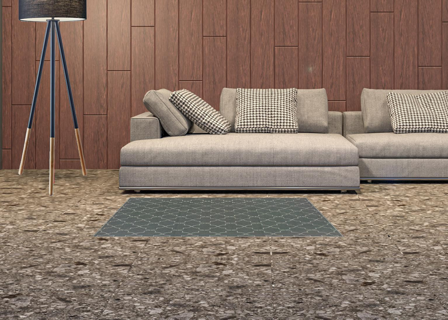 2' X 4' Gray and Ivory Geometric Stain Resistant Indoor Outdoor Area Rug Homeroots Outdoor