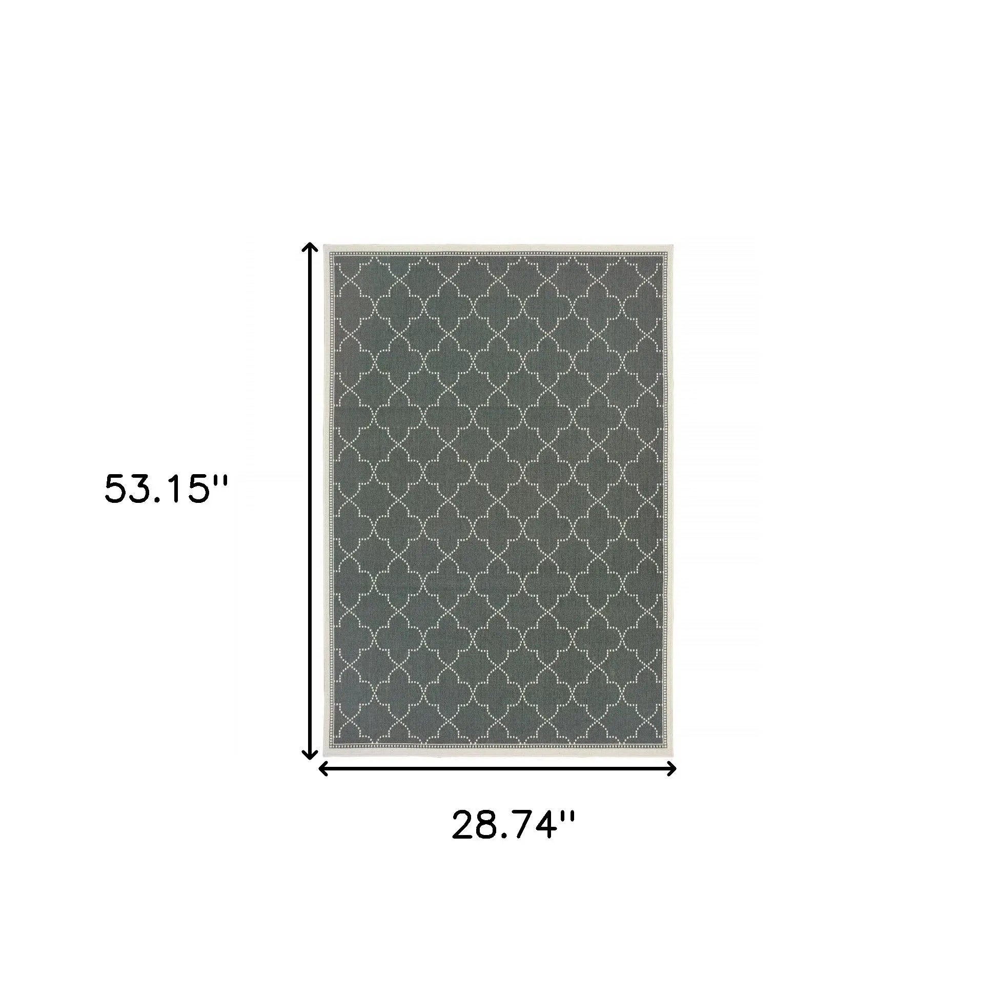 2' X 4' Gray and Ivory Geometric Stain Resistant Indoor Outdoor Area Rug Homeroots Outdoor