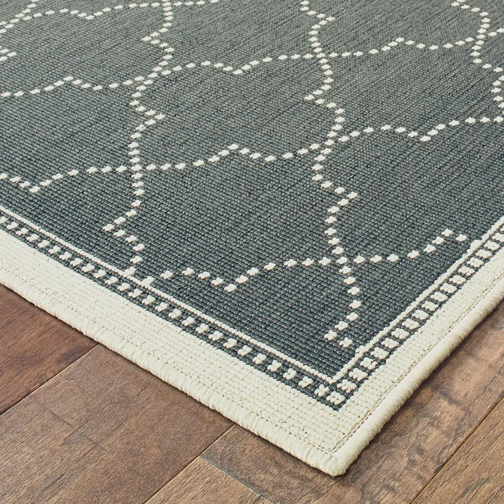 2' X 4' Gray and Ivory Geometric Stain Resistant Indoor Outdoor Area Rug Homeroots Outdoor