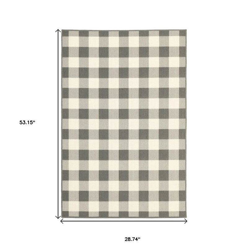 2' X 4' Gray and Ivory Indoor Outdoor Area Rug Homeroots Outdoor