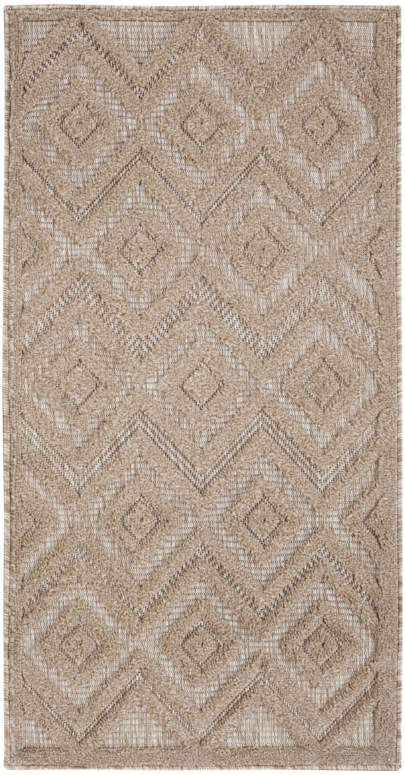 2' X 4' Natural And Beige Geometric Indoor Outdoor Area Rug Homeroots Outdoor