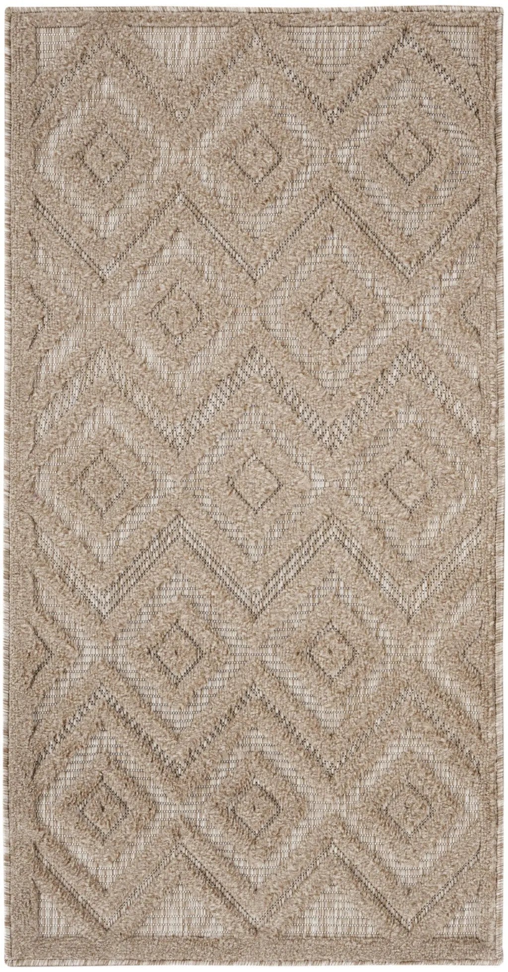2' X 4' Natural And Beige Geometric Indoor Outdoor Area Rug Homeroots Outdoor