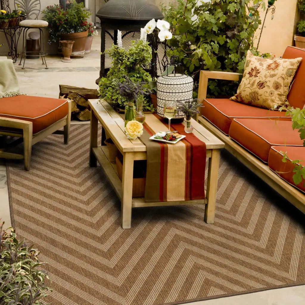 2' X 4' Tan Geometric Stain Resistant Indoor Outdoor Area Rug Homeroots Outdoor