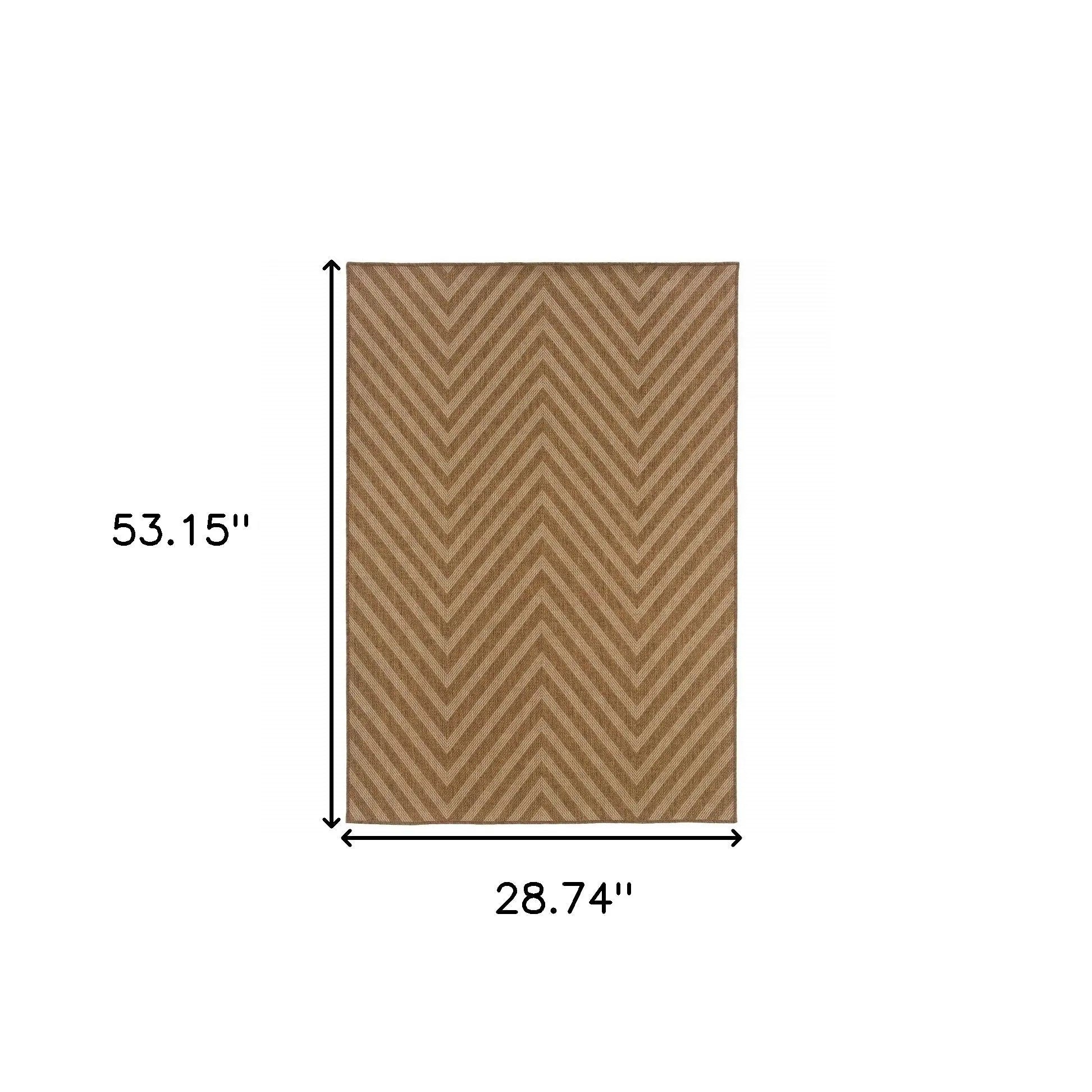 2' X 4' Tan Geometric Stain Resistant Indoor Outdoor Area Rug Homeroots Outdoor