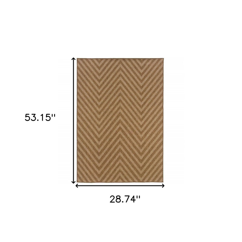 2' X 4' Tan Geometric Stain Resistant Indoor Outdoor Area Rug Homeroots Outdoor
