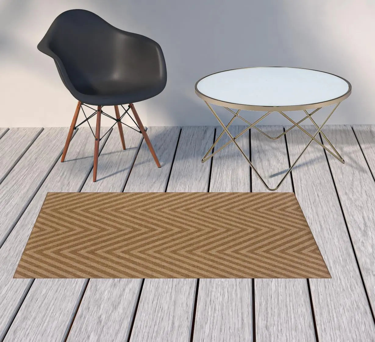 2' X 4' Tan Geometric Stain Resistant Indoor Outdoor Area Rug Homeroots Outdoor
