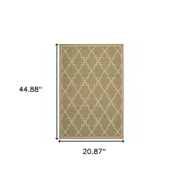 2' X 4' Tan Geometric Stain Resistant Indoor Outdoor Area Rug Homeroots Outdoor
