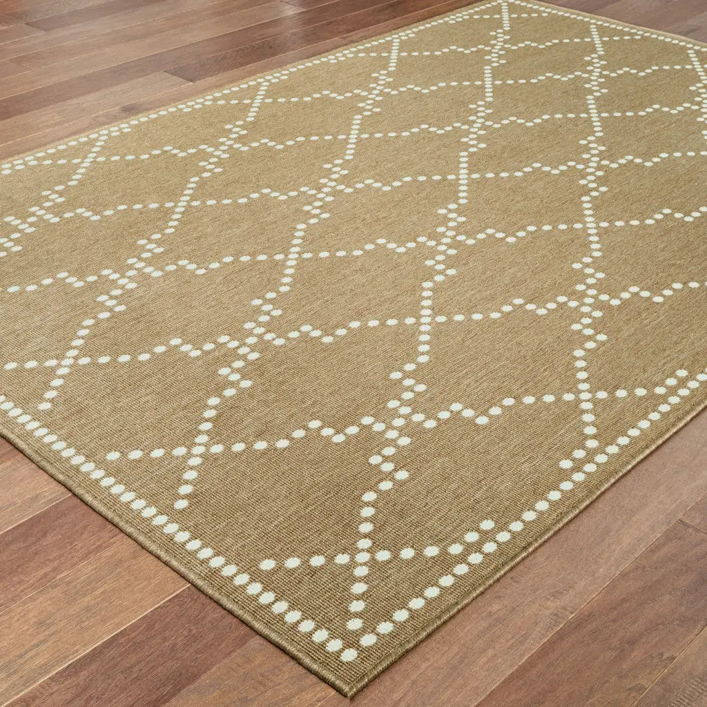 2' X 4' Tan Geometric Stain Resistant Indoor Outdoor Area Rug Homeroots Outdoor