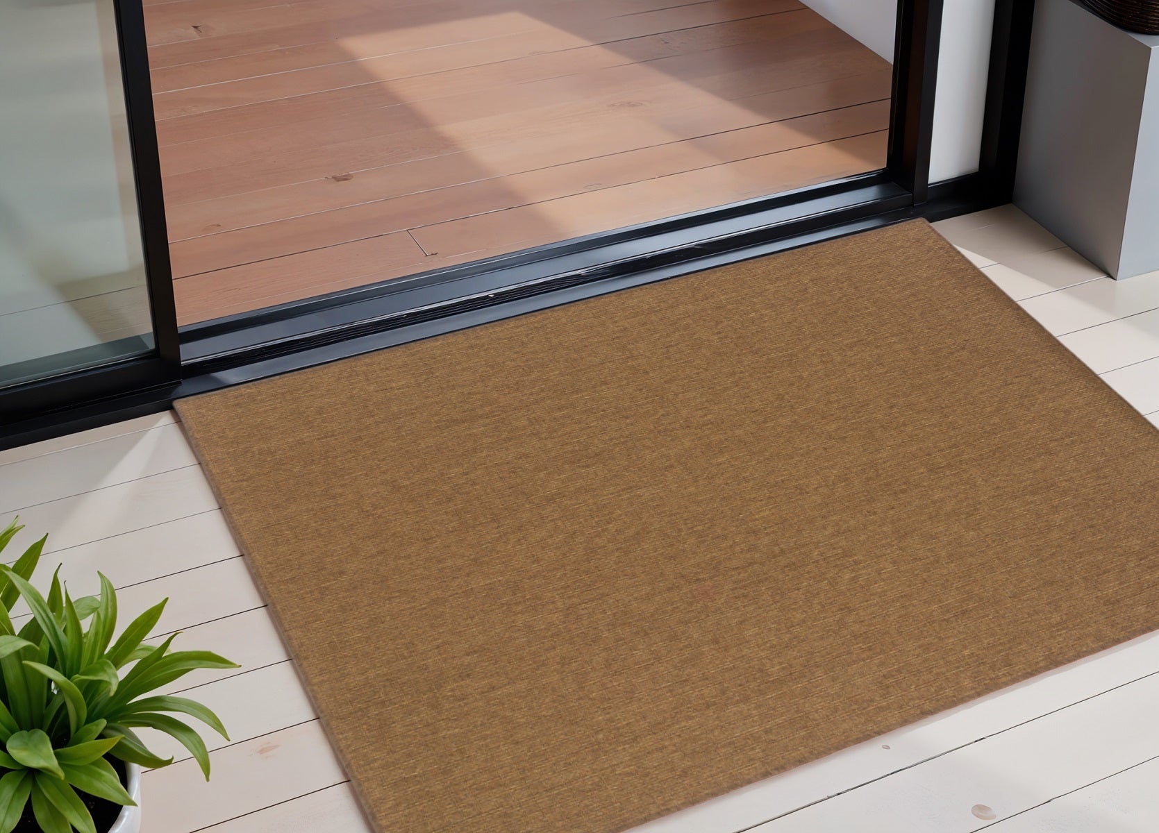 2' X 4' Tan Stain Resistant Indoor Outdoor Area Rug Homeroots Outdoor
