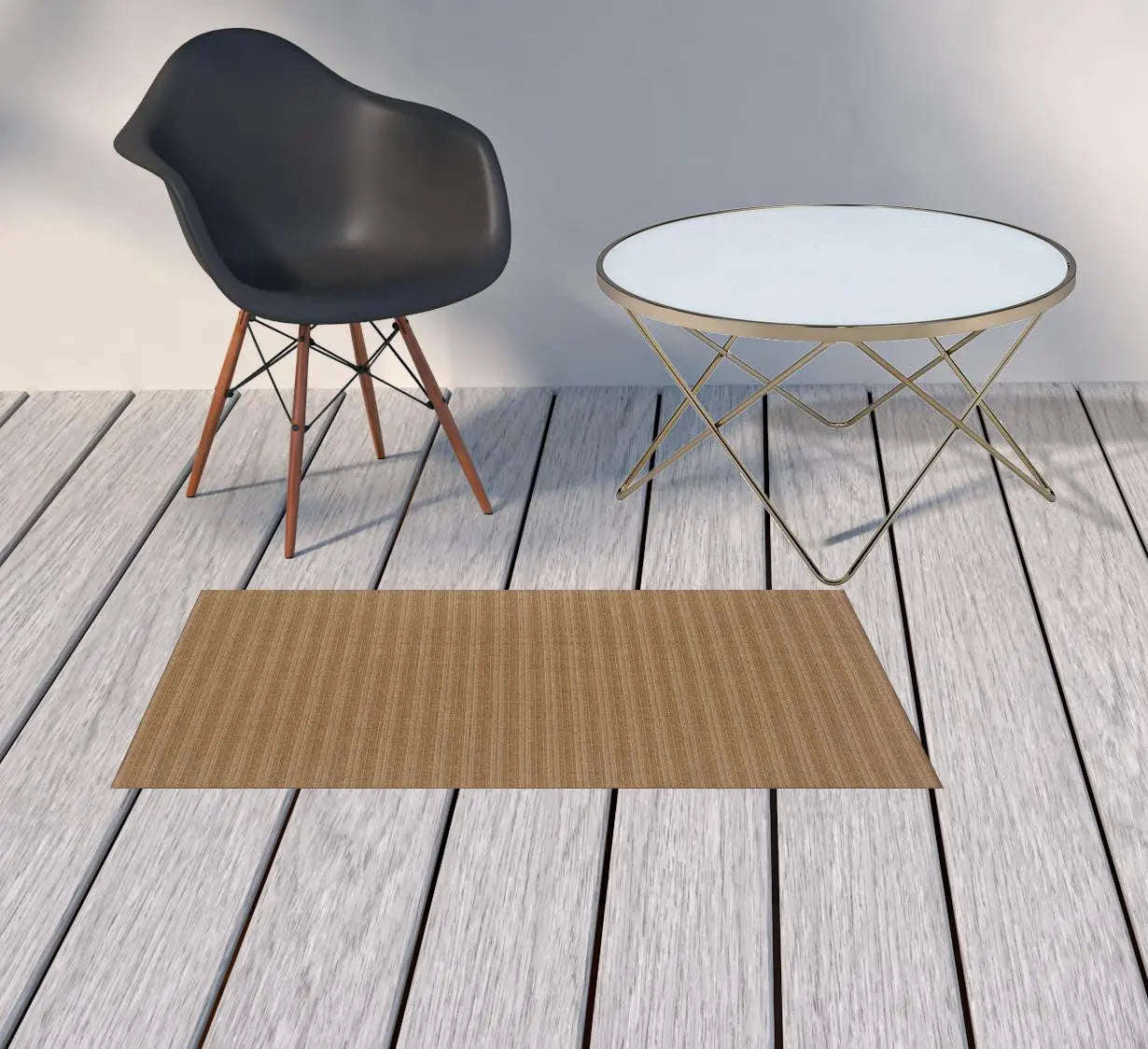 2' X 4' Tan Striped Stain Resistant Indoor Outdoor Area Rug Homeroots Outdoor