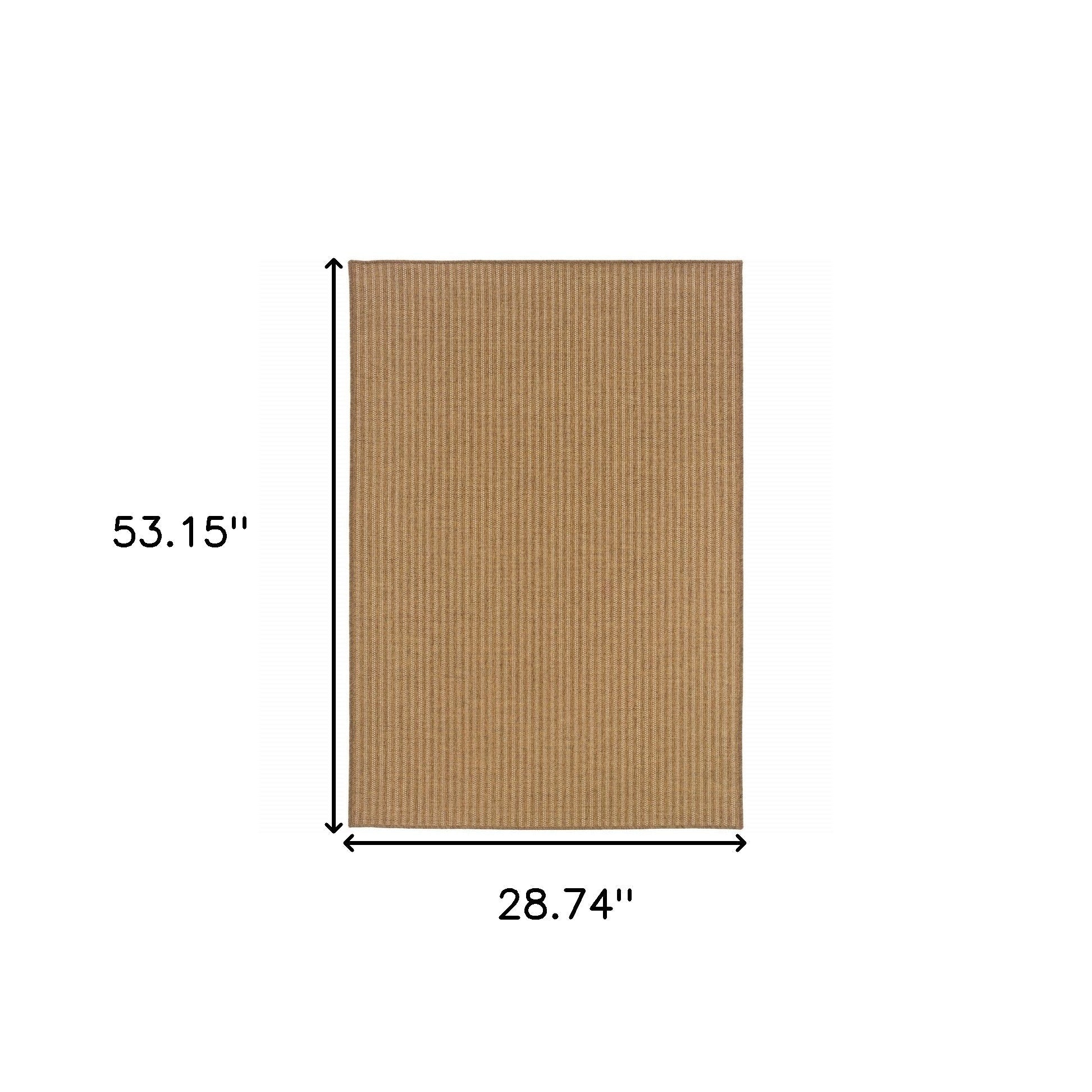 2' X 4' Tan Striped Stain Resistant Indoor Outdoor Area Rug Homeroots Outdoor