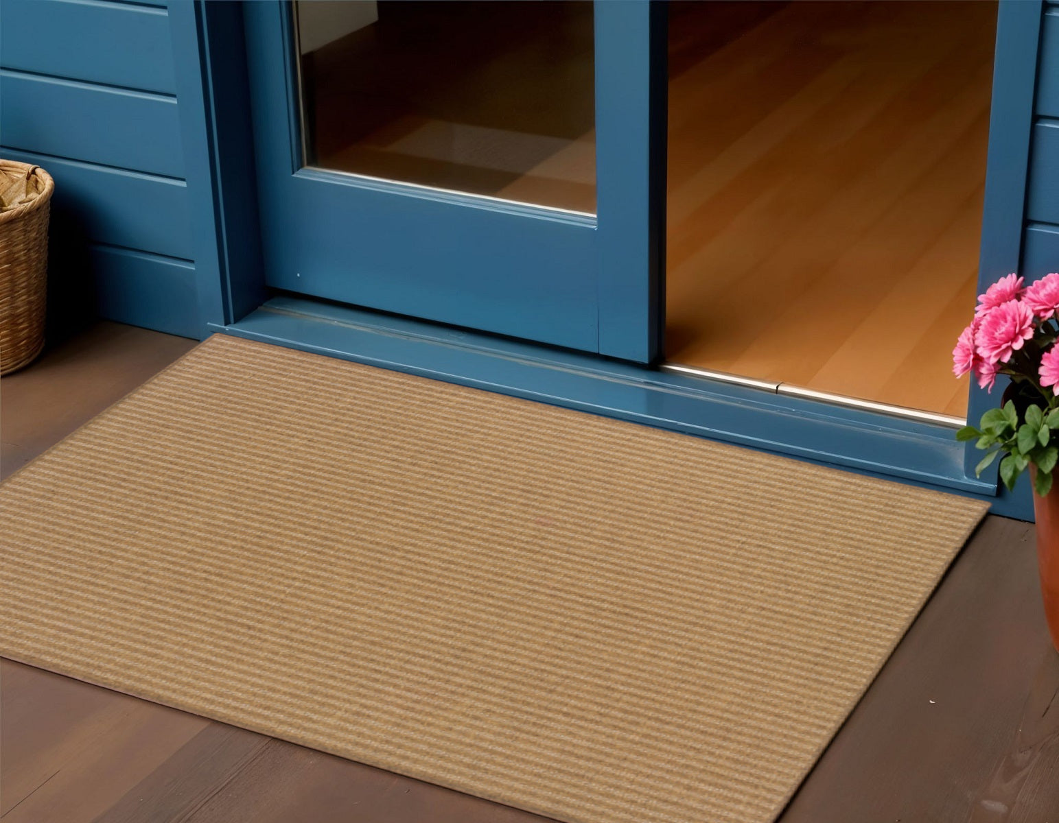2' X 4' Tan Striped Stain Resistant Indoor Outdoor Area Rug Homeroots Outdoor