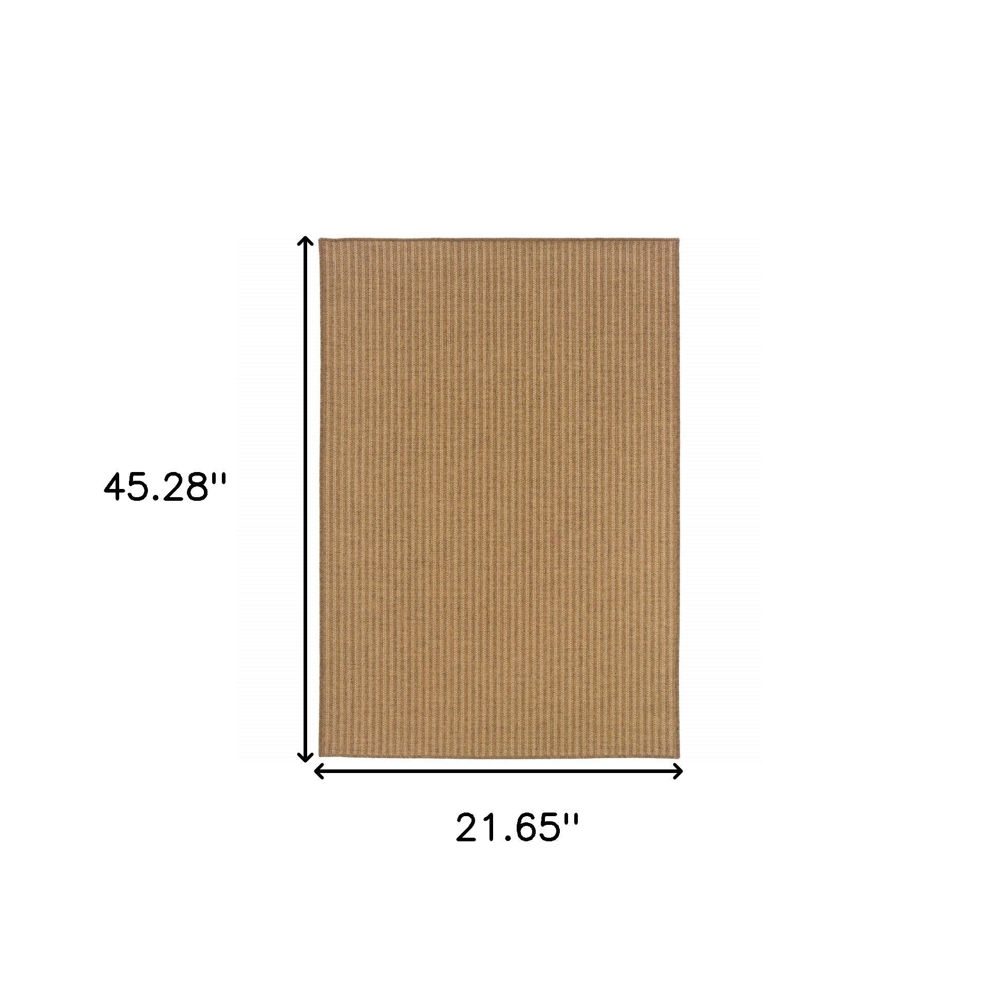 2' X 4' Tan Striped Stain Resistant Indoor Outdoor Area Rug Homeroots Outdoor
