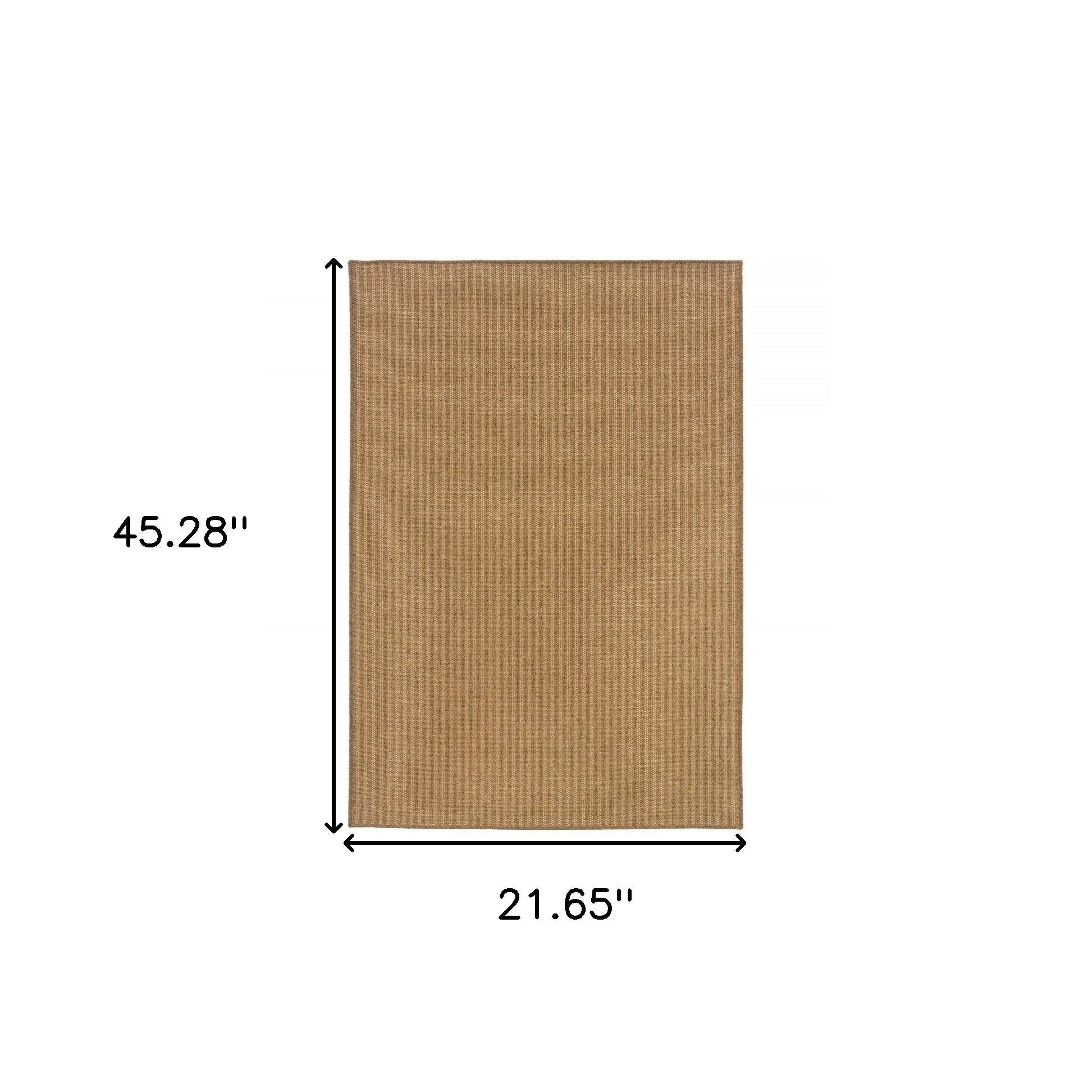 2' X 4' Tan Striped Stain Resistant Indoor Outdoor Area Rug Homeroots Outdoor
