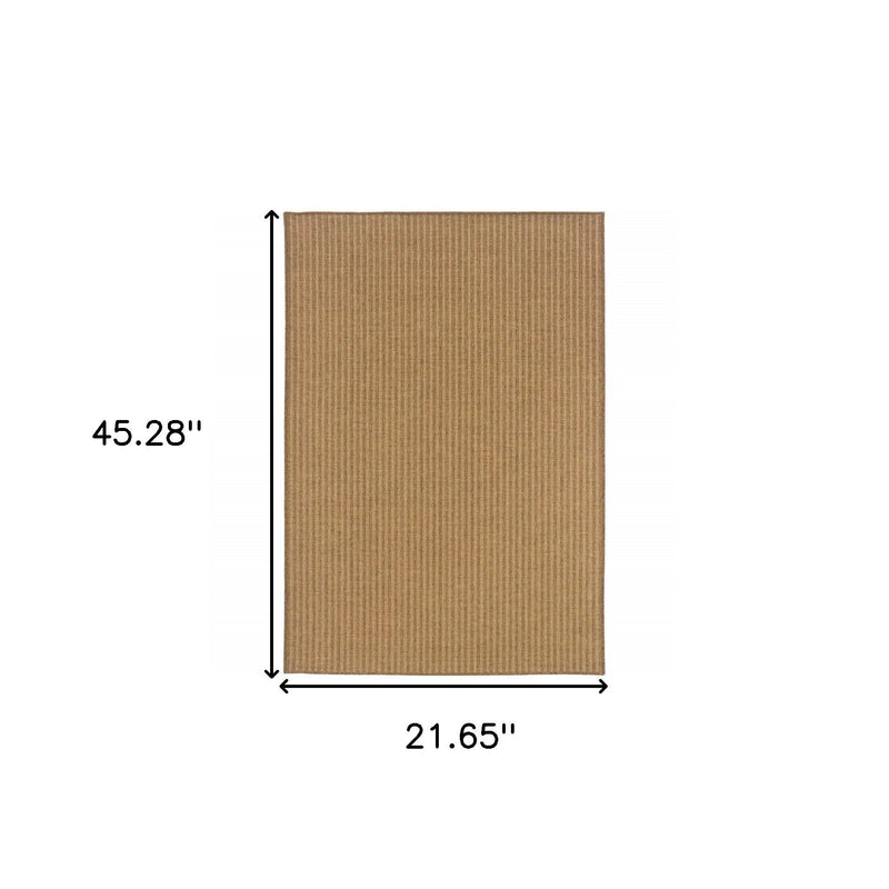 2' X 4' Tan Striped Stain Resistant Indoor Outdoor Area Rug Homeroots Outdoor