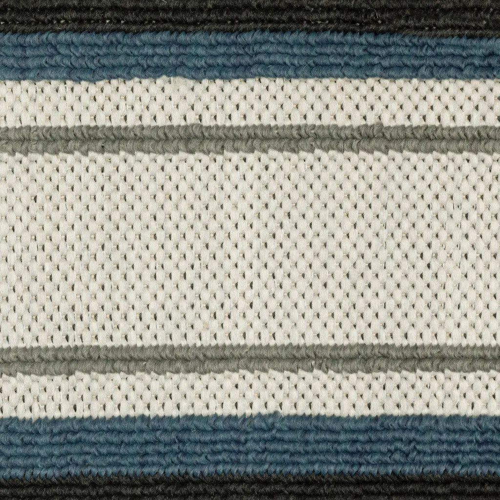 2' X 7' Blue and Beige Geometric Stain Resistant Indoor Outdoor Area Rug Homeroots Outdoor