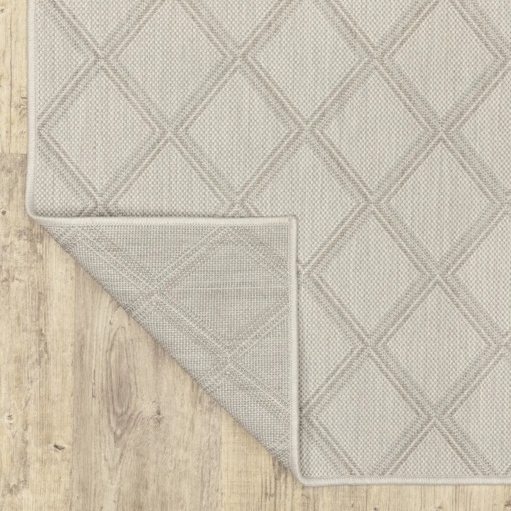 2' X 7' Gray and Ivory Geometric Stain Resistant Indoor Outdoor Area Rug Homeroots Outdoor