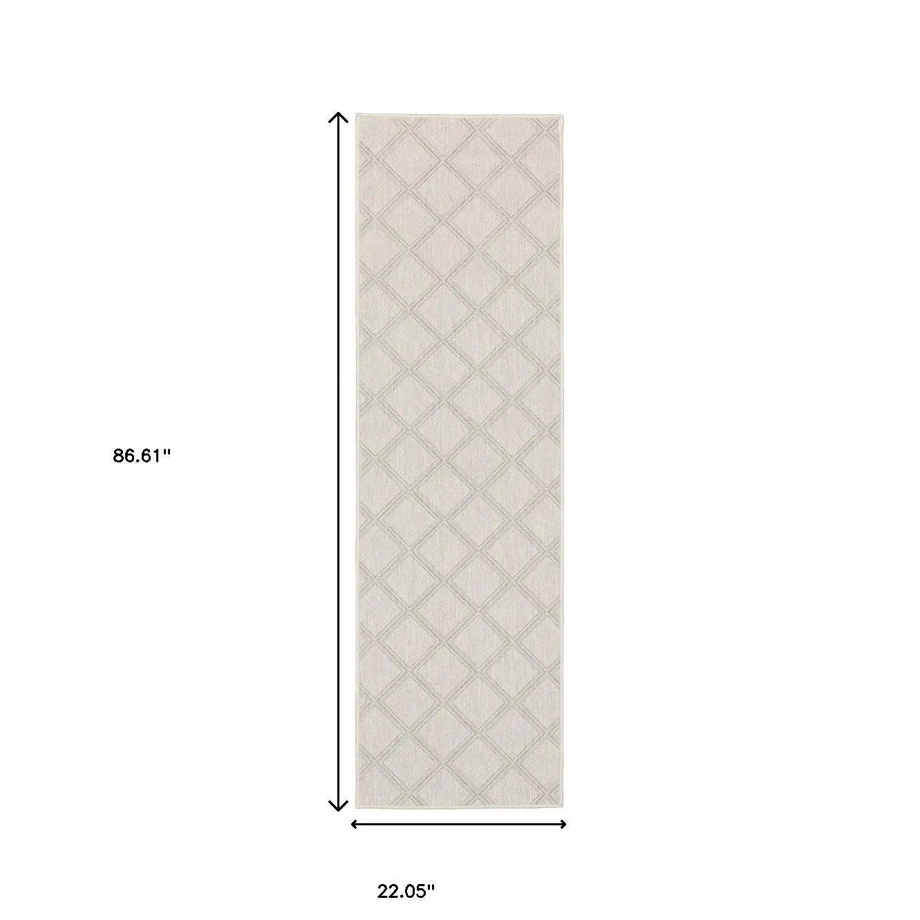 2' X 7' Gray and Ivory Geometric Stain Resistant Indoor Outdoor Area Rug Homeroots Outdoor